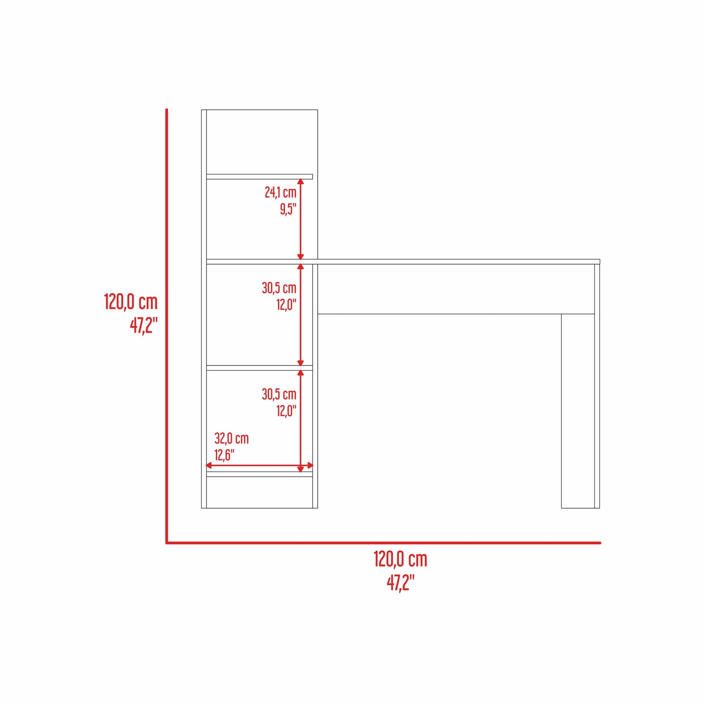 Escritorio 120 Vilna 120X120X45 Rta Cemento Zf