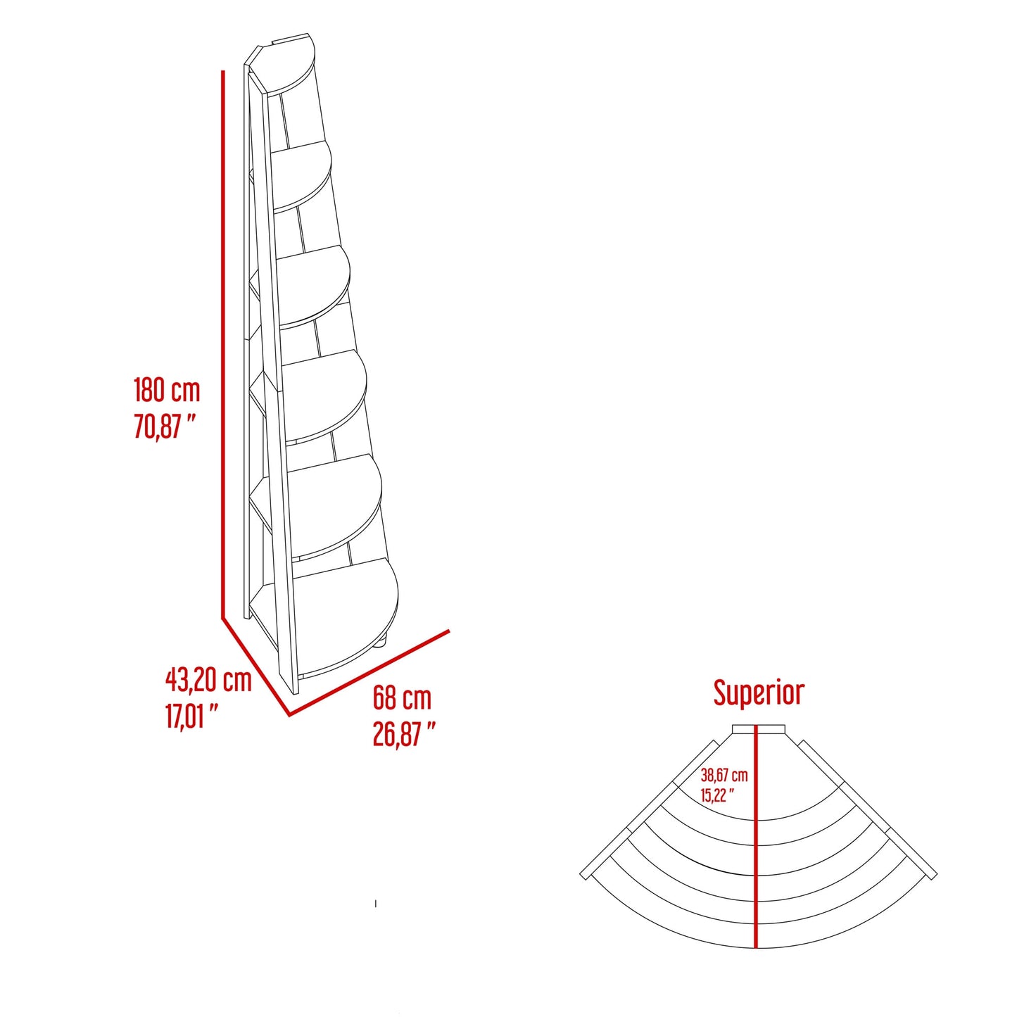 Estanteria Esquinera Garden 180X68X43 Rta Wengue