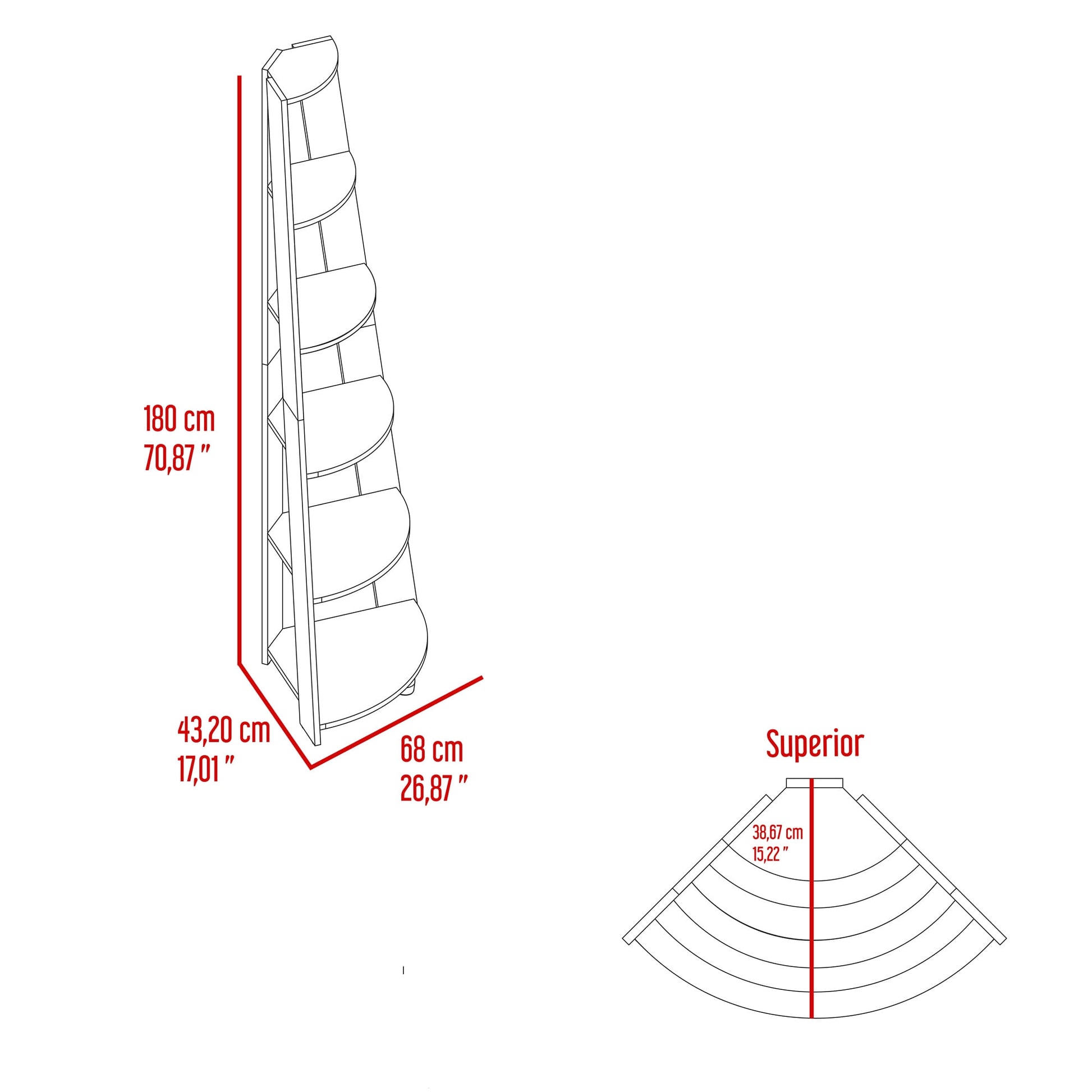Estanteria Esquinera Garden 180X68X43 Rta Wengue
