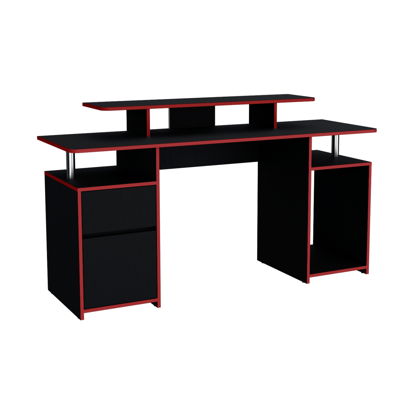 Escritorio Gamer Keria 2.0 88X167X50 Rta Wengue Rojo