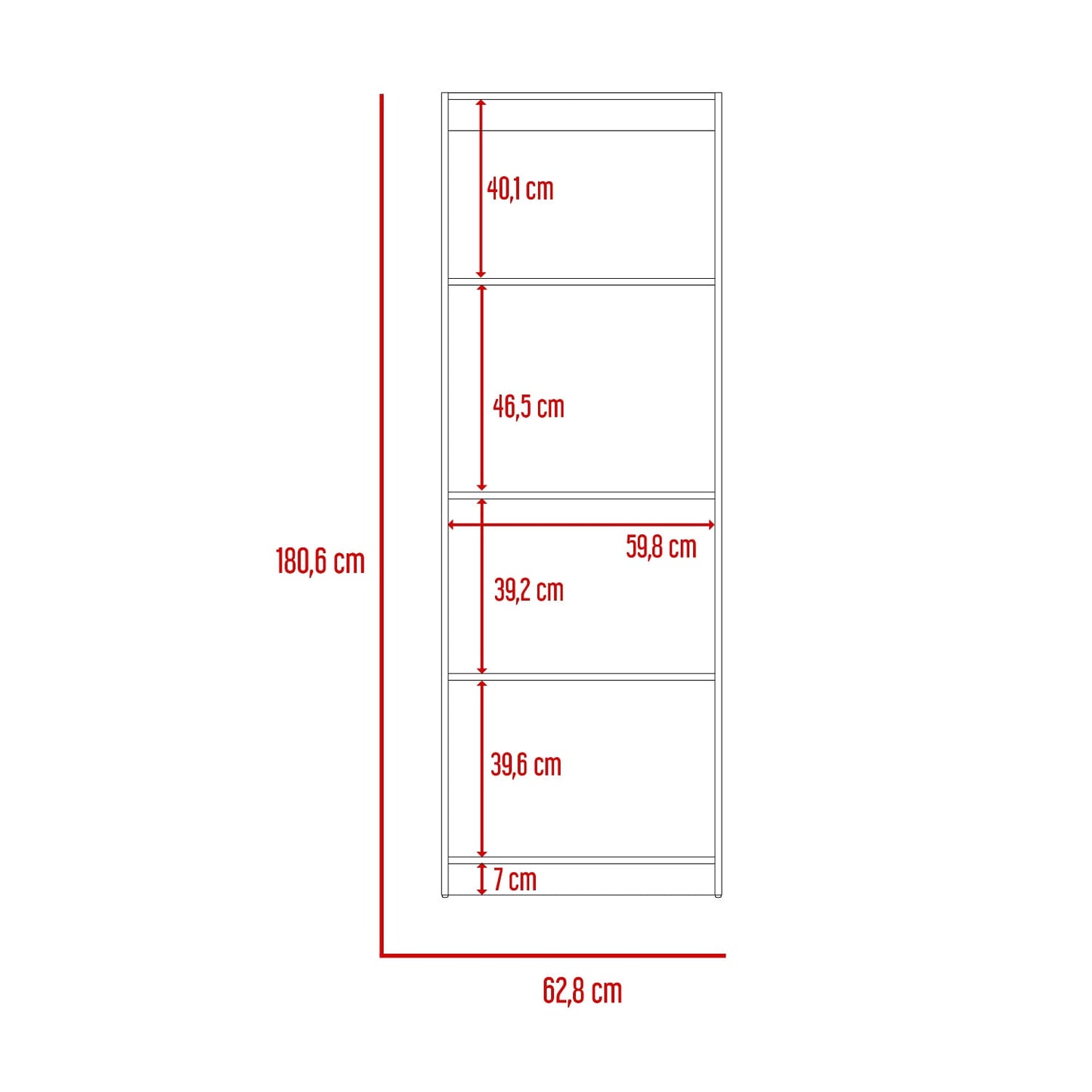 Estante Home E1 4 Espacios 180 X 62 Rta Wengue