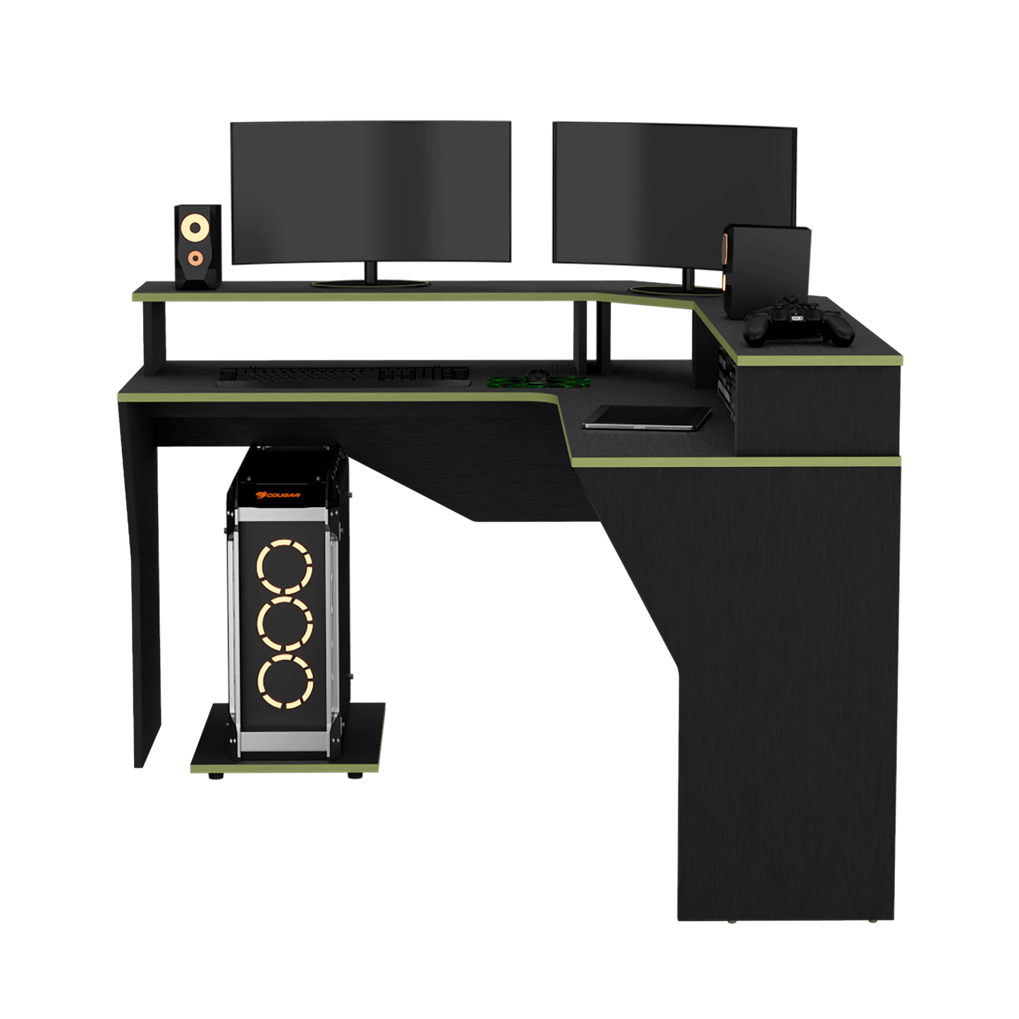 Escritorio Gamer Guma 88 X 128 Rta Wengue Verde
