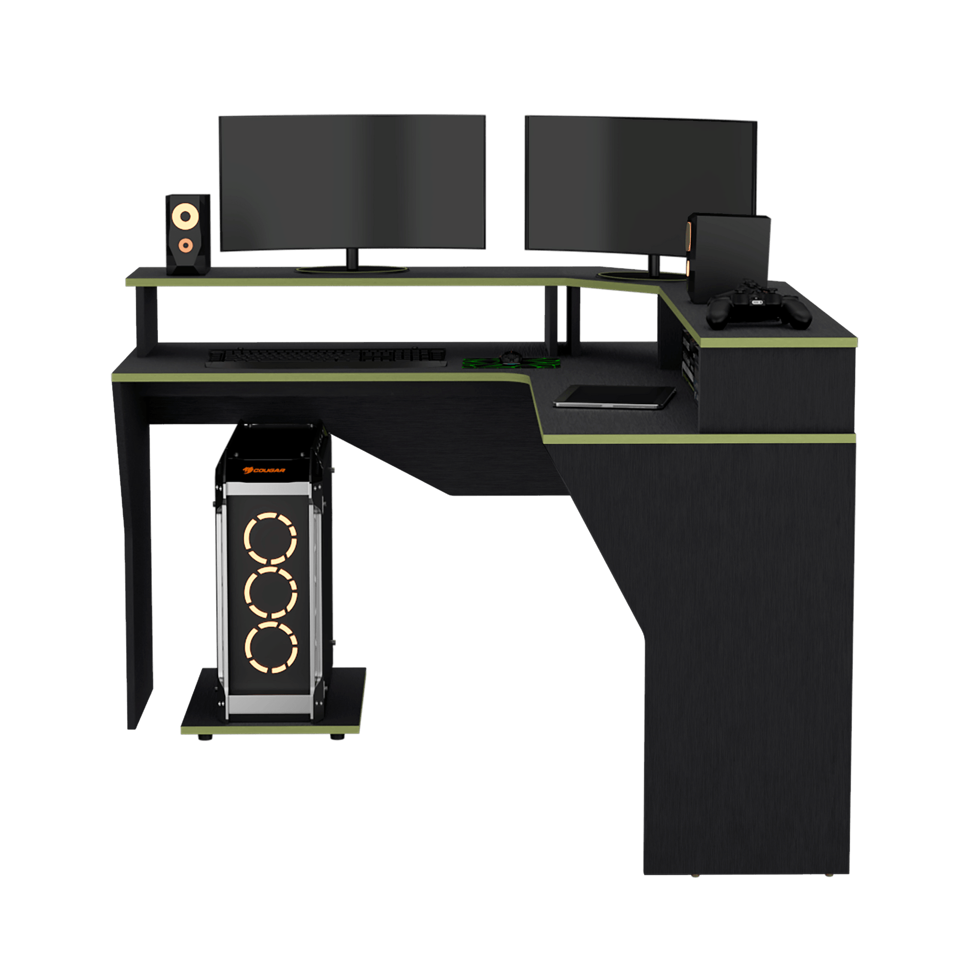 Escritorio Gamer Guma 88 X 128 Rta Wengue Verde