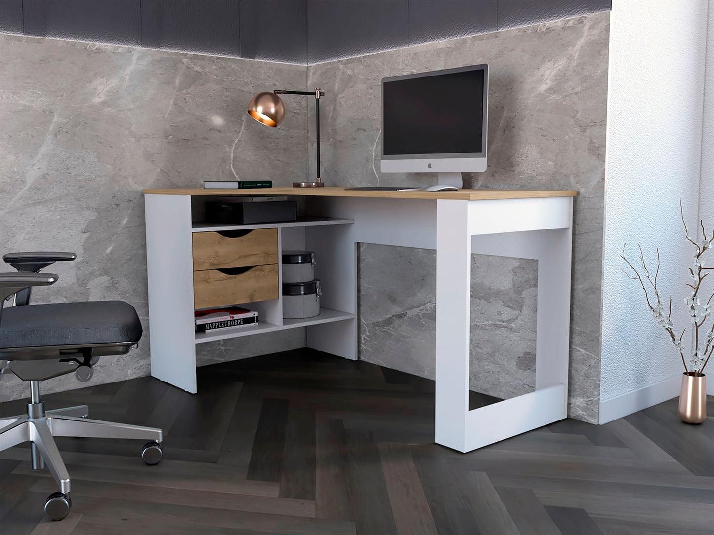 Escritorio Noah 145 X 81 X 76 Rta Macadamia Blanco