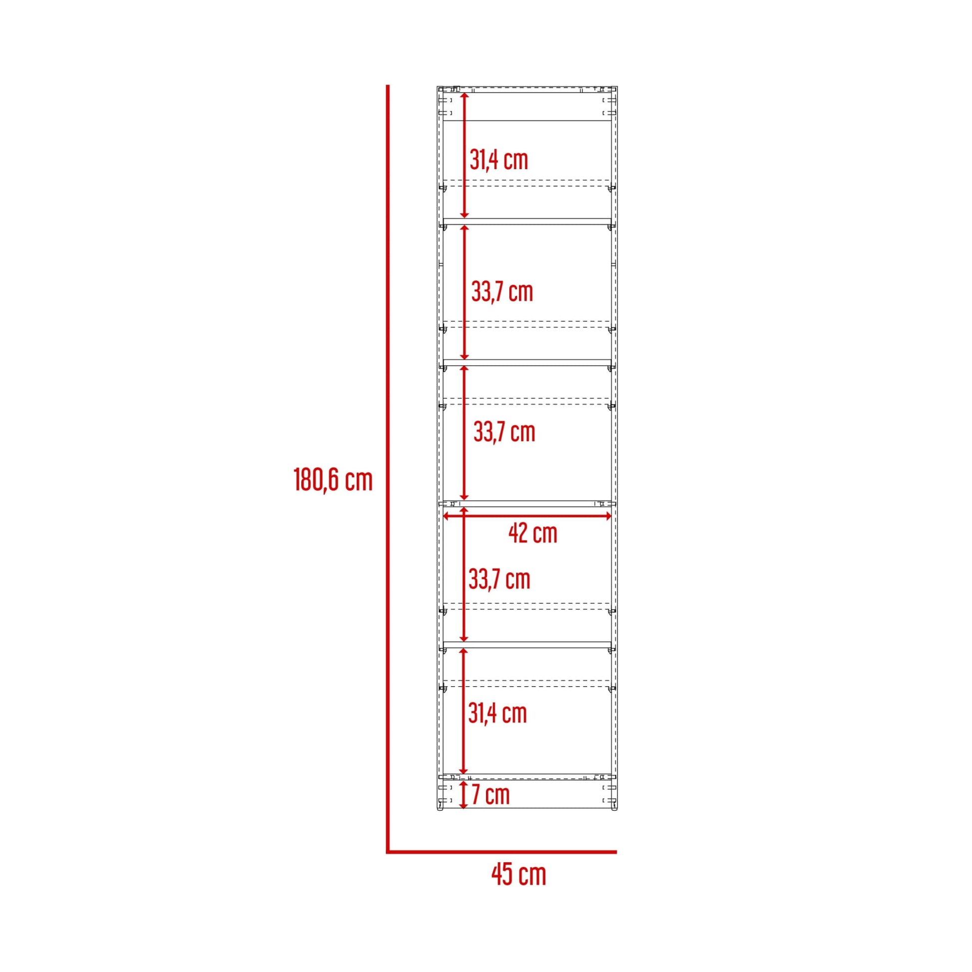 Estante Home E2 5 Espacios 180 X 45 Rta Macadamia Blanco