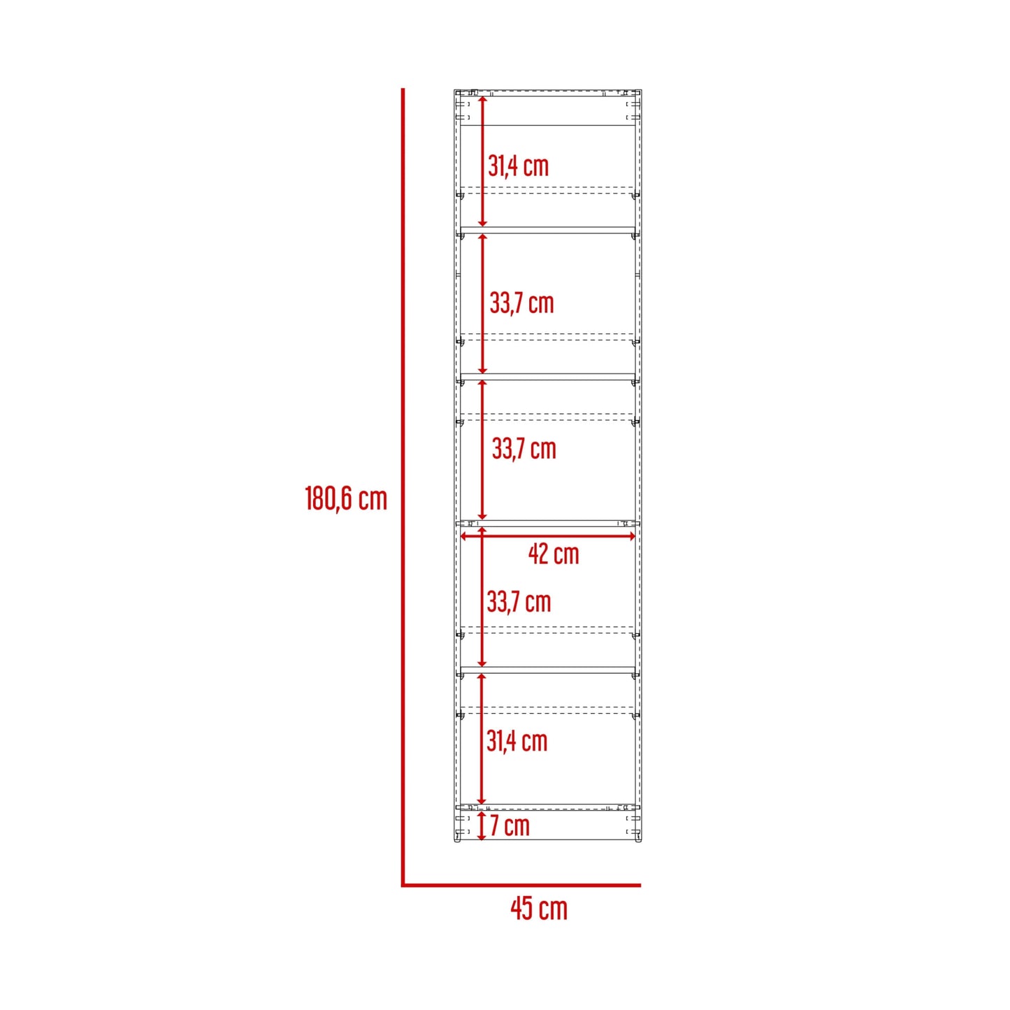 Estante Home E2 5 Espacios 180 X 45 Rta Macadamia Blanco