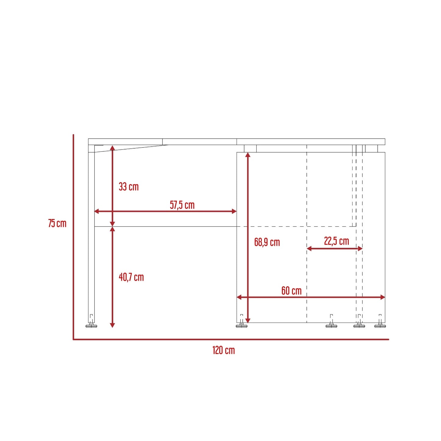 Escritorio Home Office L 120 Rta Milan Wengue