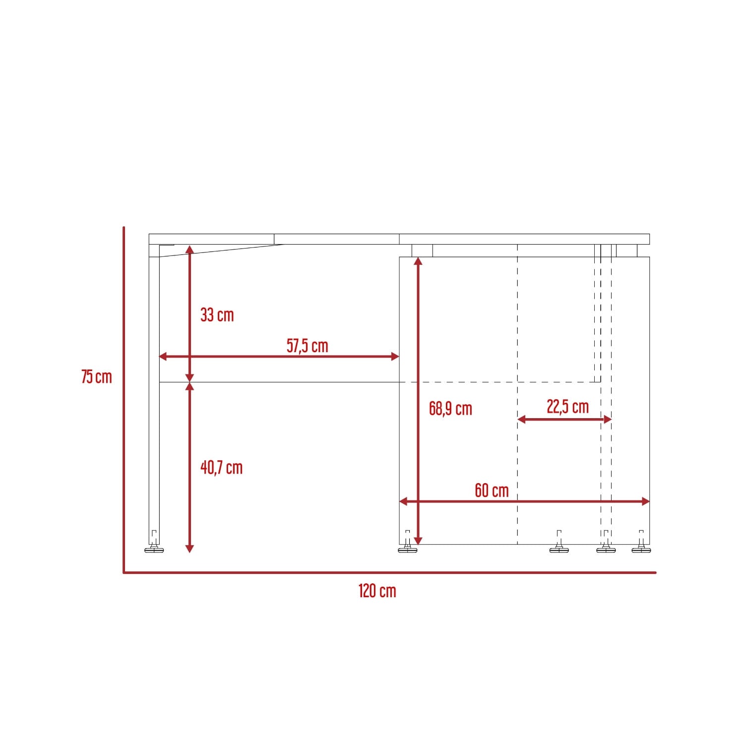 Escritorio Home Office L 120 Rta Milan Wengue
