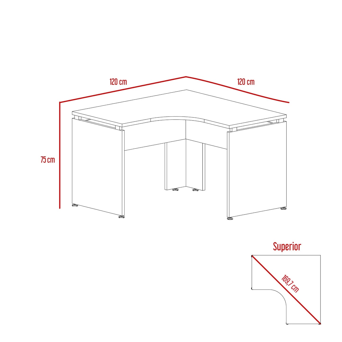 Escritorio Home Office L 120 Rta Milan Wengue