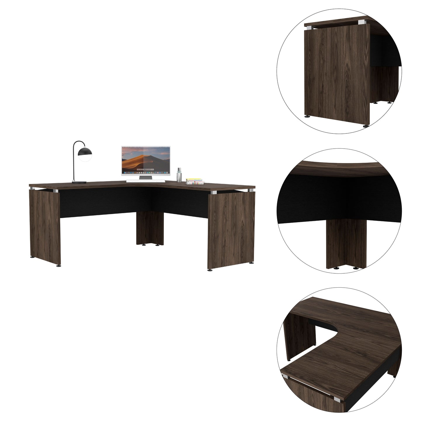 Escritorio Home Office L 160 Rta Milan + Wengue