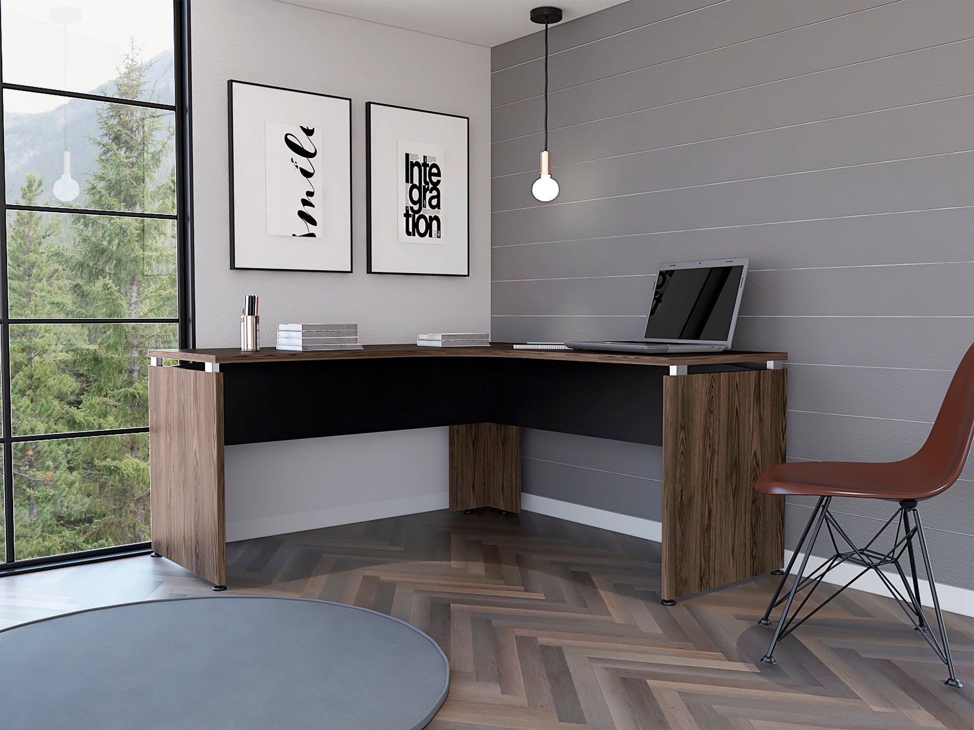 Escritorio Home Office L 160 Rta Milan + Wengue