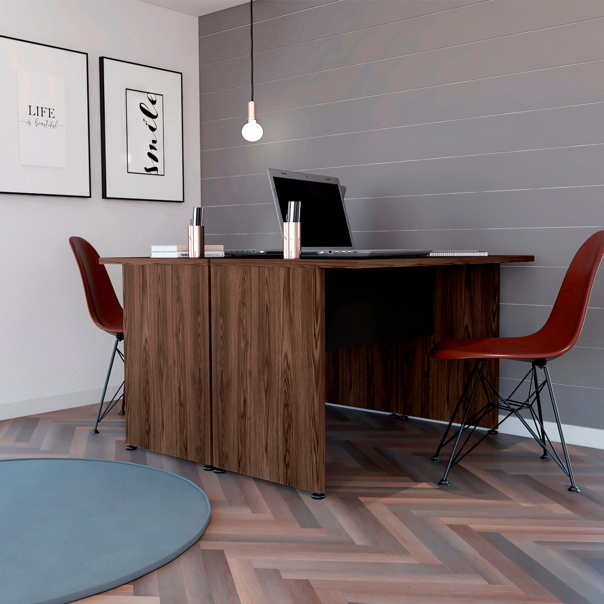Mesa Escritorio Doble Home Office M 120 X131 Rta Milan Wengue