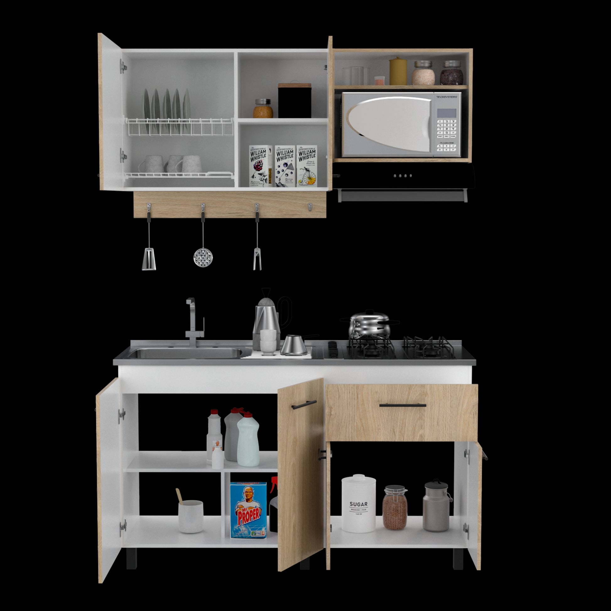Cocina 150 Alani Rta Blanco-Rovere