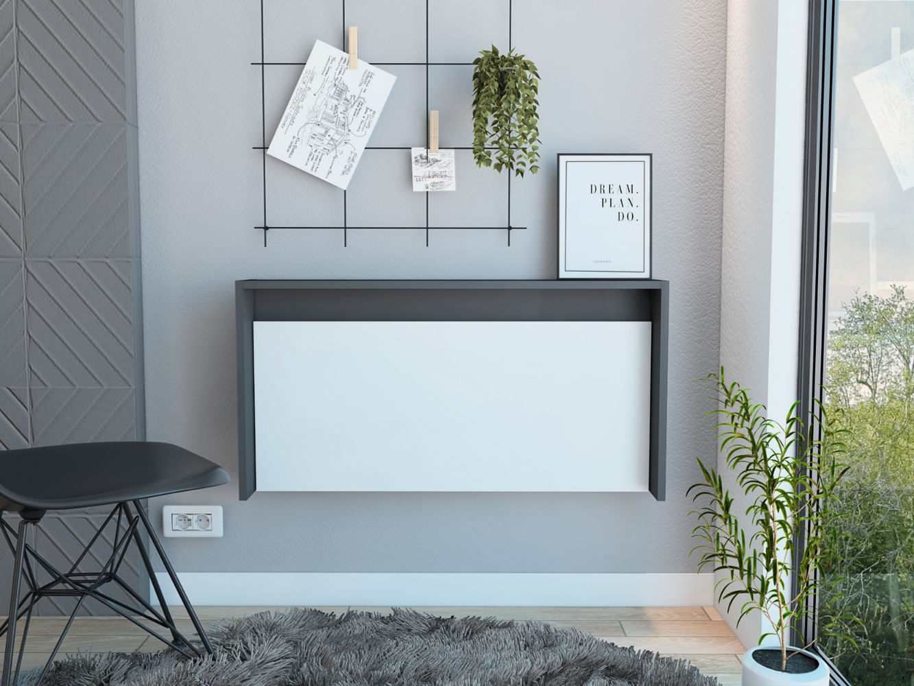 Escritorio The Wall Plomo+Blanco