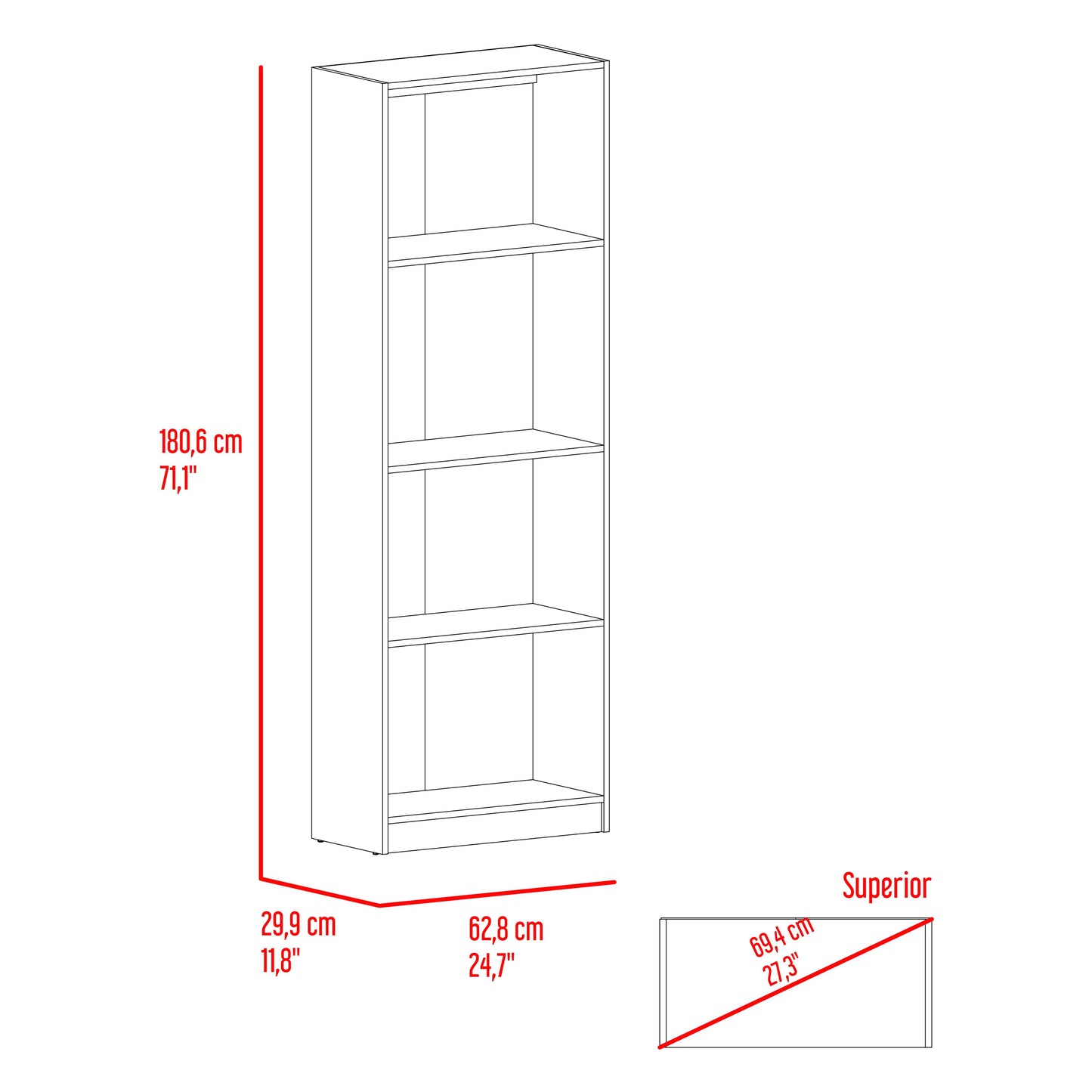 Estante Verlot E1 180X62X29 Rta Taupe + Mallado