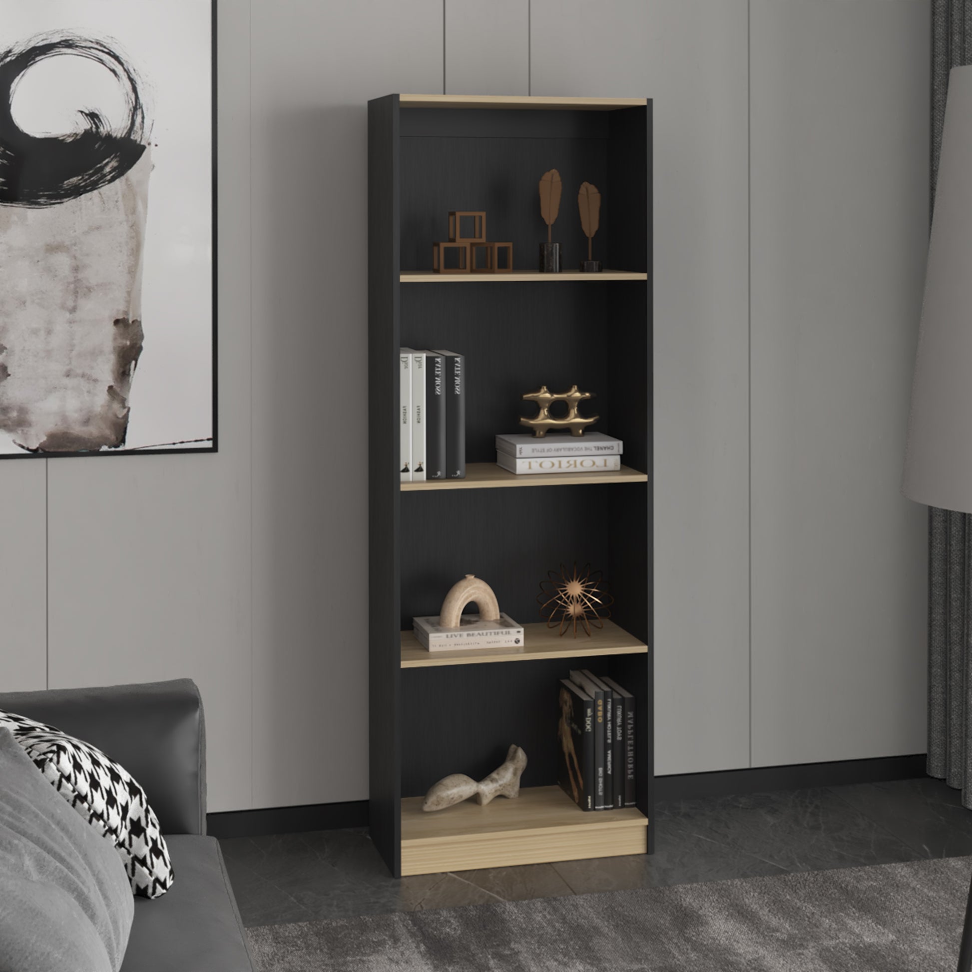 Estante Home E1 4 Espacios 180X62X29 Rta Wengue Fresno
