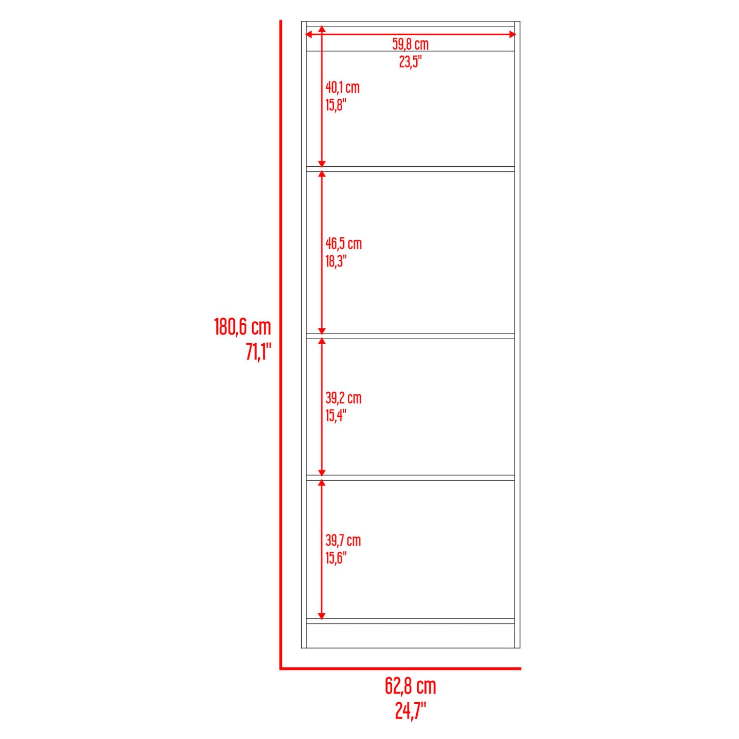 Estante Home E1 4 Espacios 180X62X29 Rta Wengue Fresno