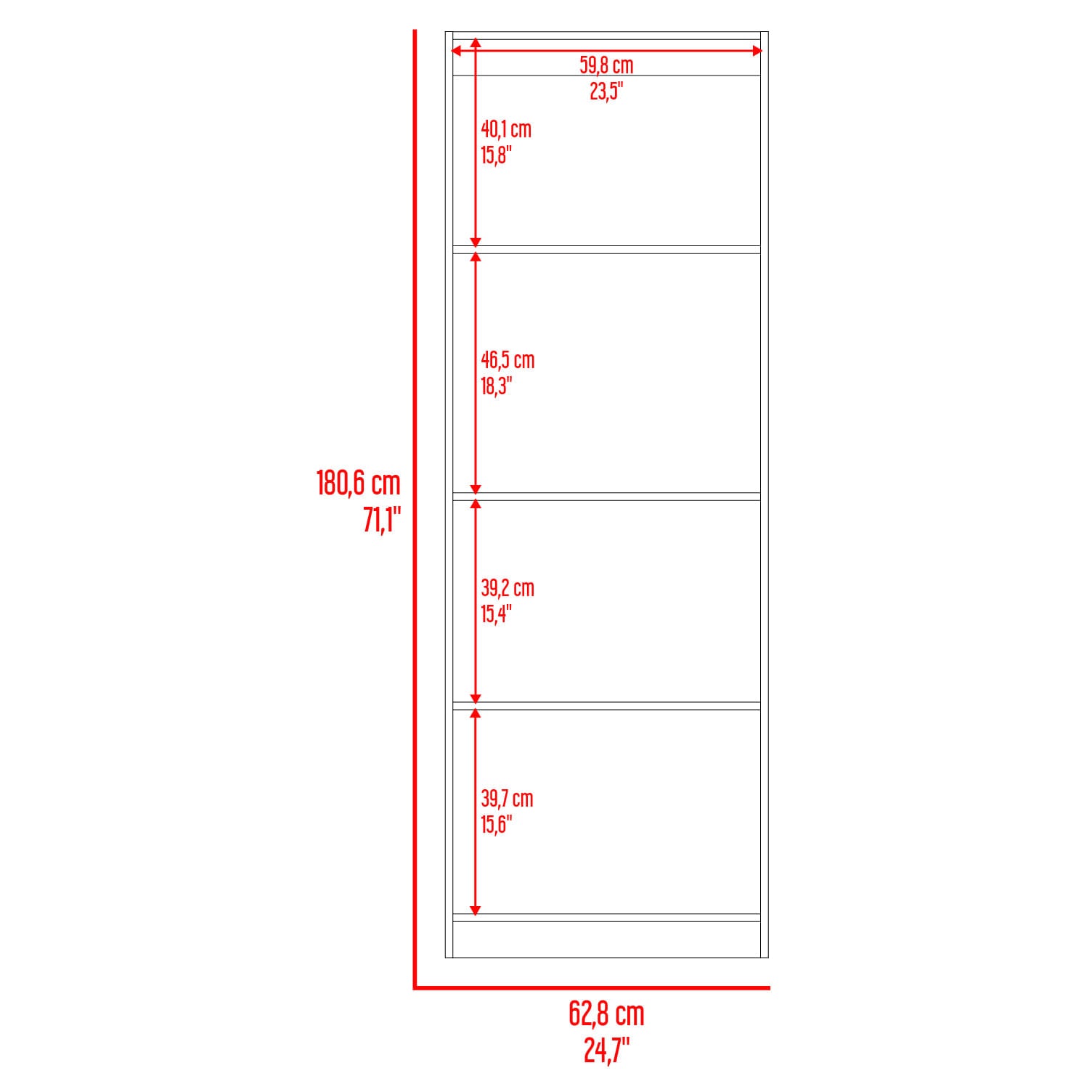 Estante Home E1 4 Espacios 180X62X29 Rta Wengue Fresno