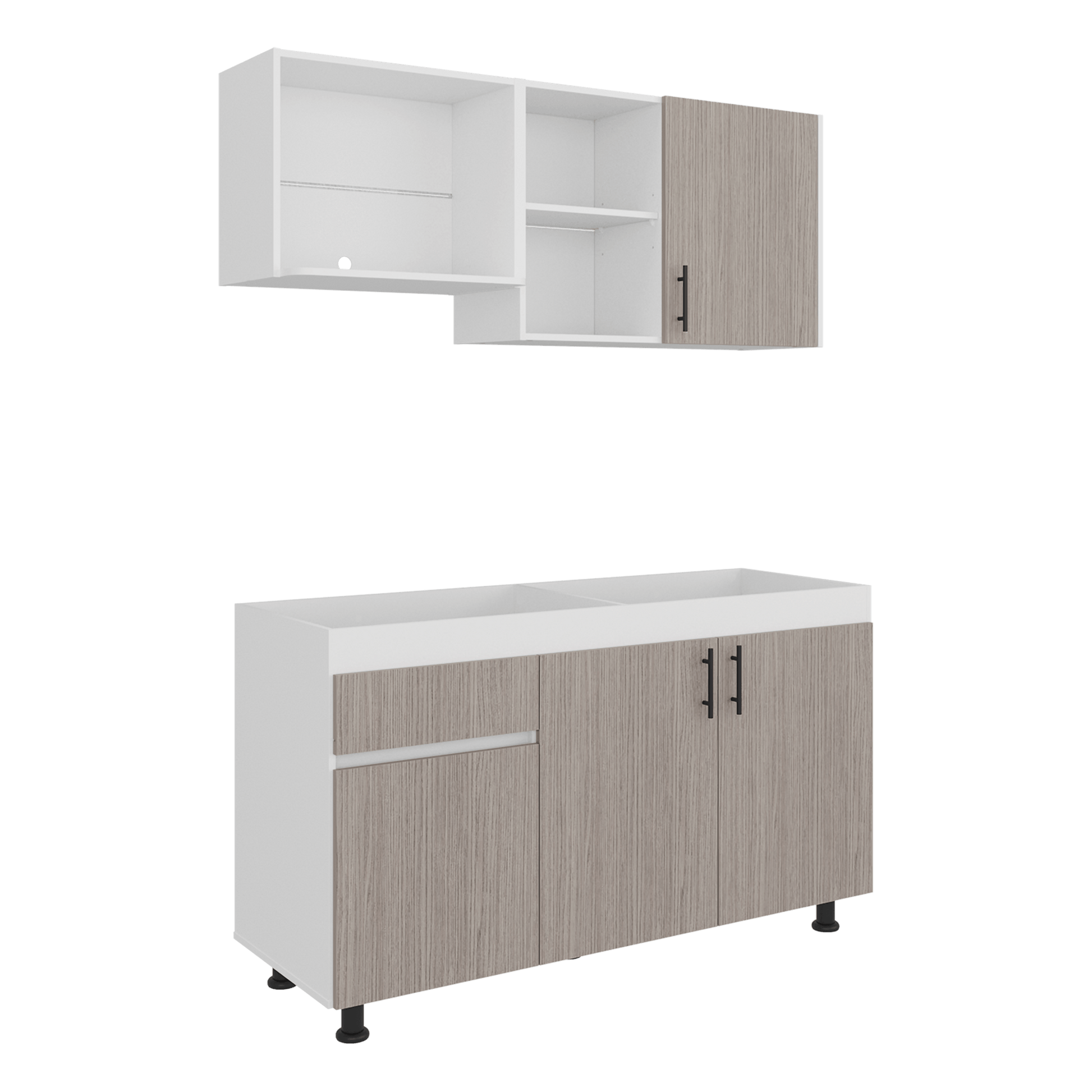 Cocina Ladson Para Mesón Derecho 210X150X53 Rta Blanco Positano