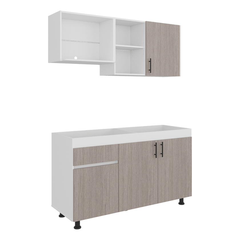 Cocina Ladson Para Mesón Derecho 210X150X53 Rta Blanco Positano