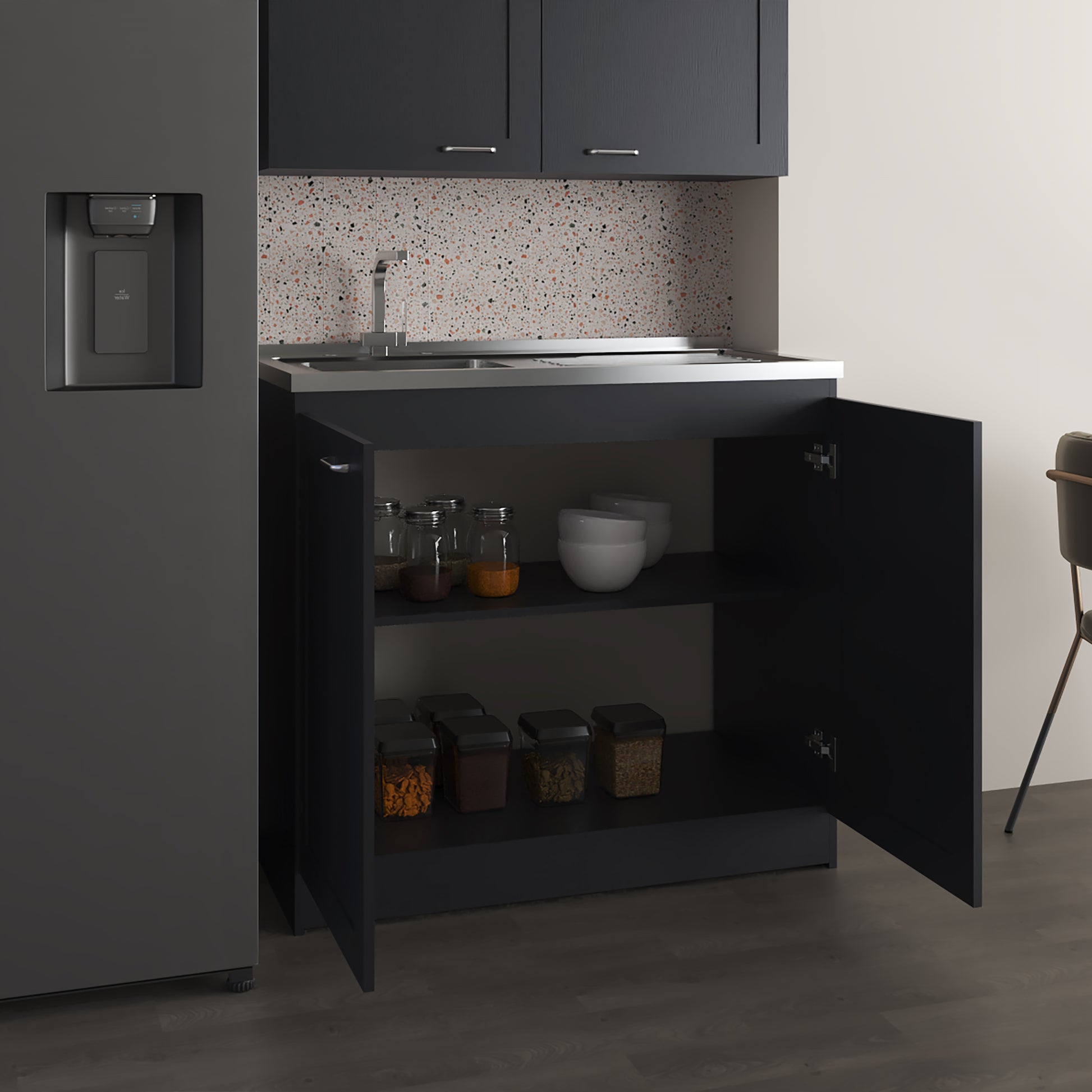 Mueble Inferior De Cocina Zurich 88X98X52 Rta Wengue Zf