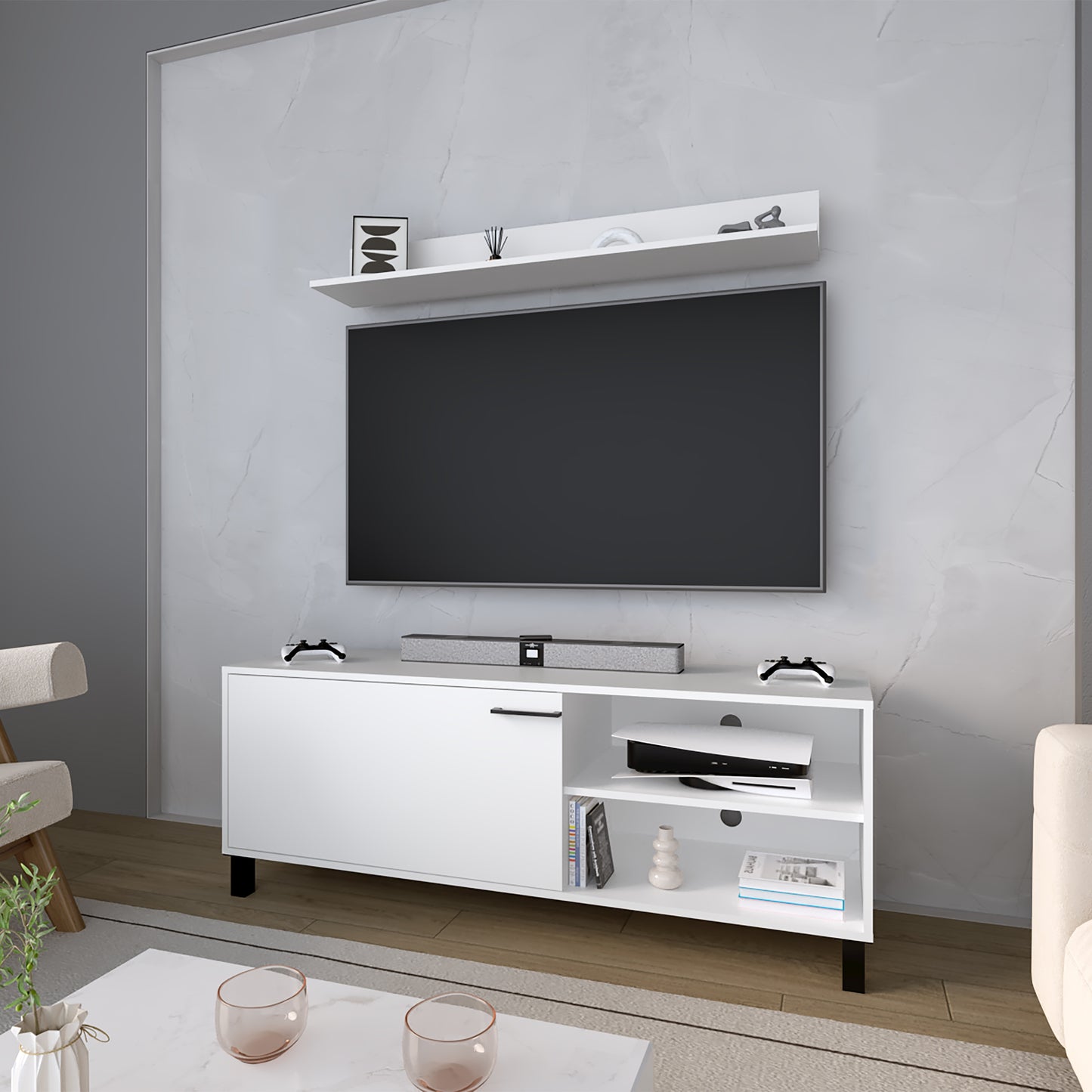 Mueble Para Tv  Bryce 53X140X40 Rta Blanco Zf
