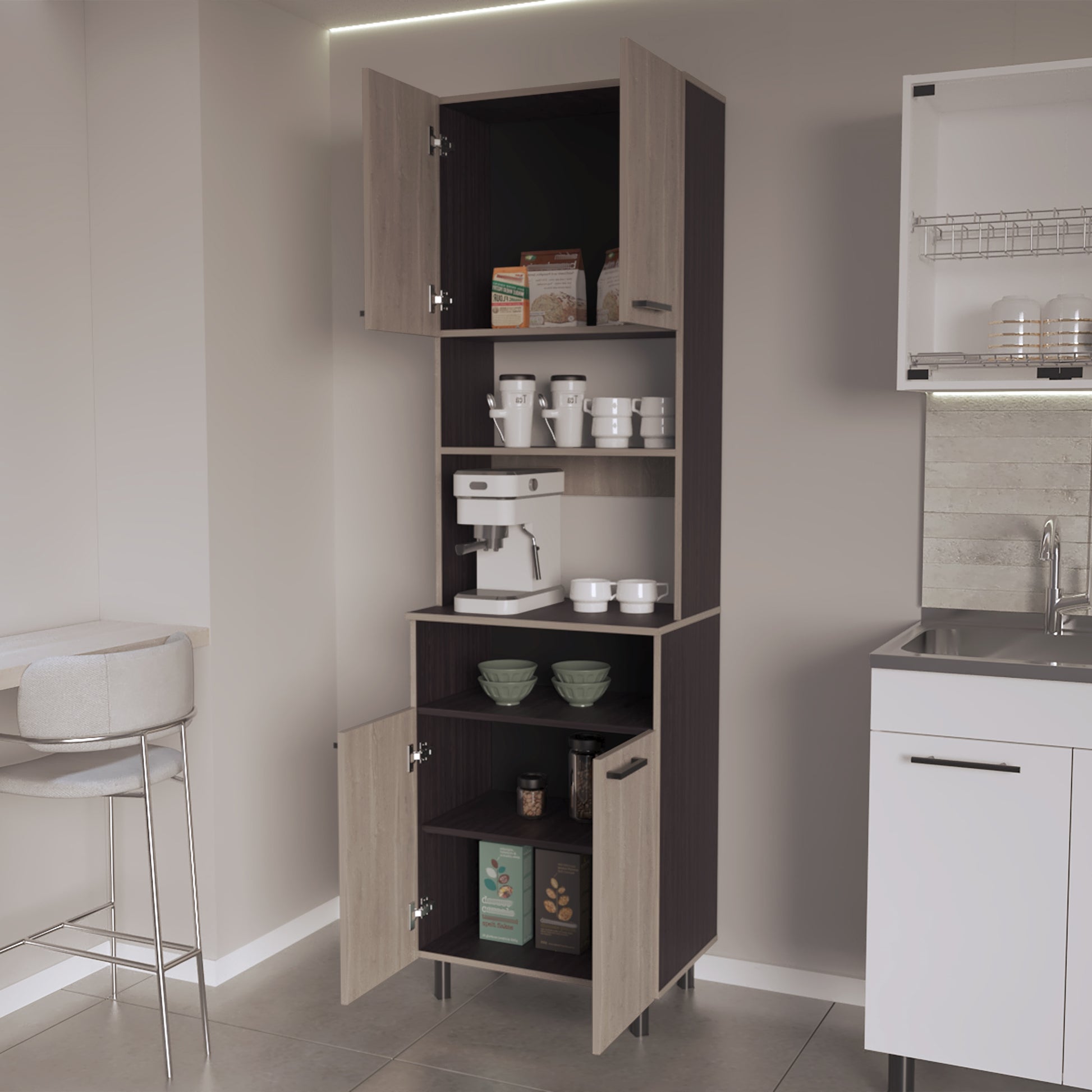 Mueble Alacena Otomo 204X60X41 Rta Wengue + Bardolino Zf