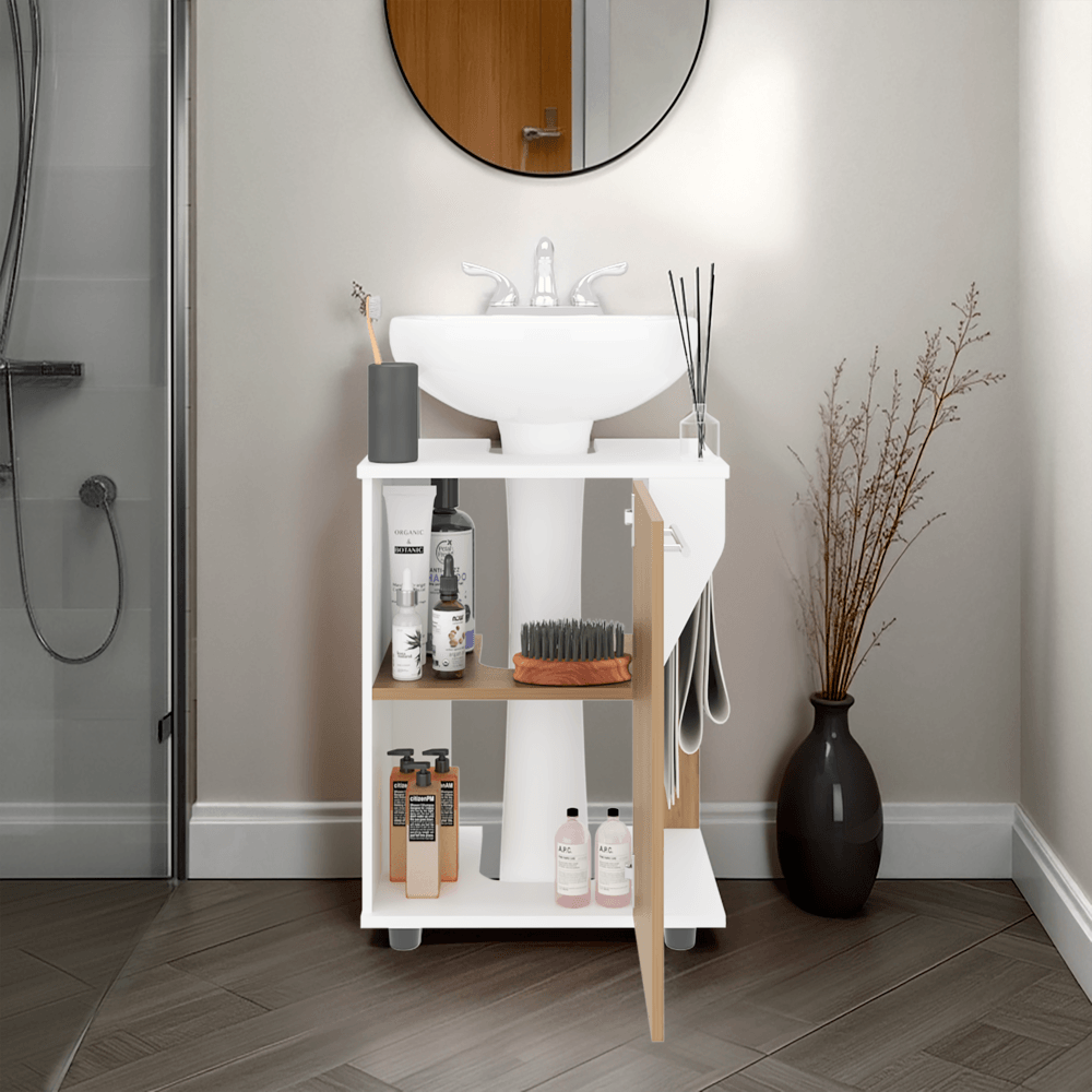 Mueble Lavamanos De Pedestal Phillips 62X56X41 Rta Blanco Fresno Zf