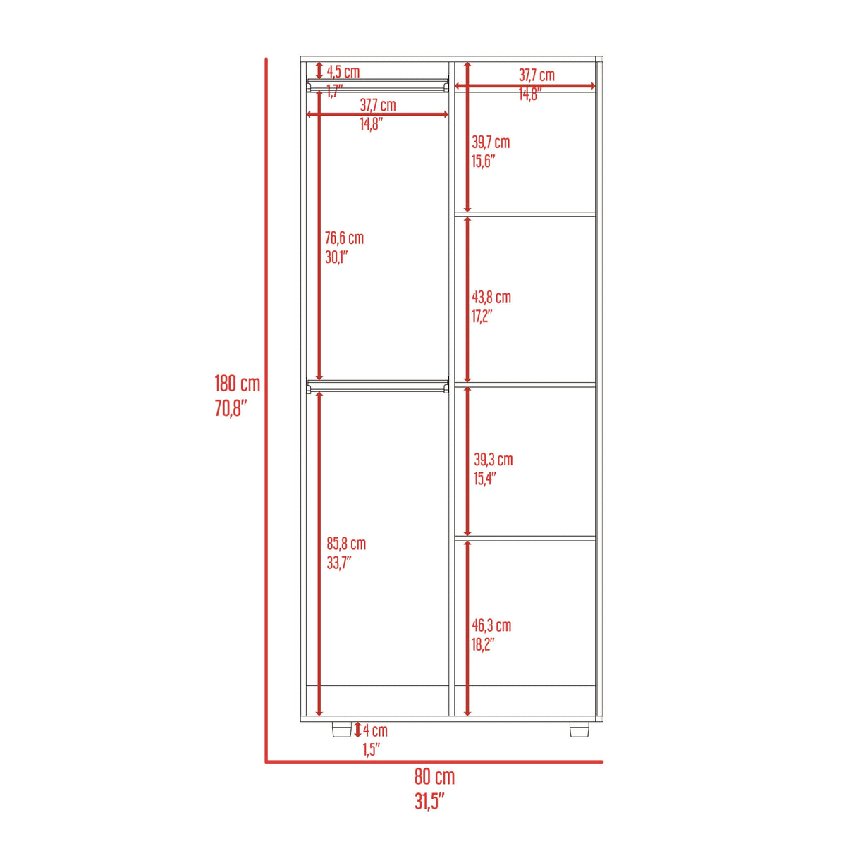Closet Tera 180X80X48 Rta Fresno Wengue N/A