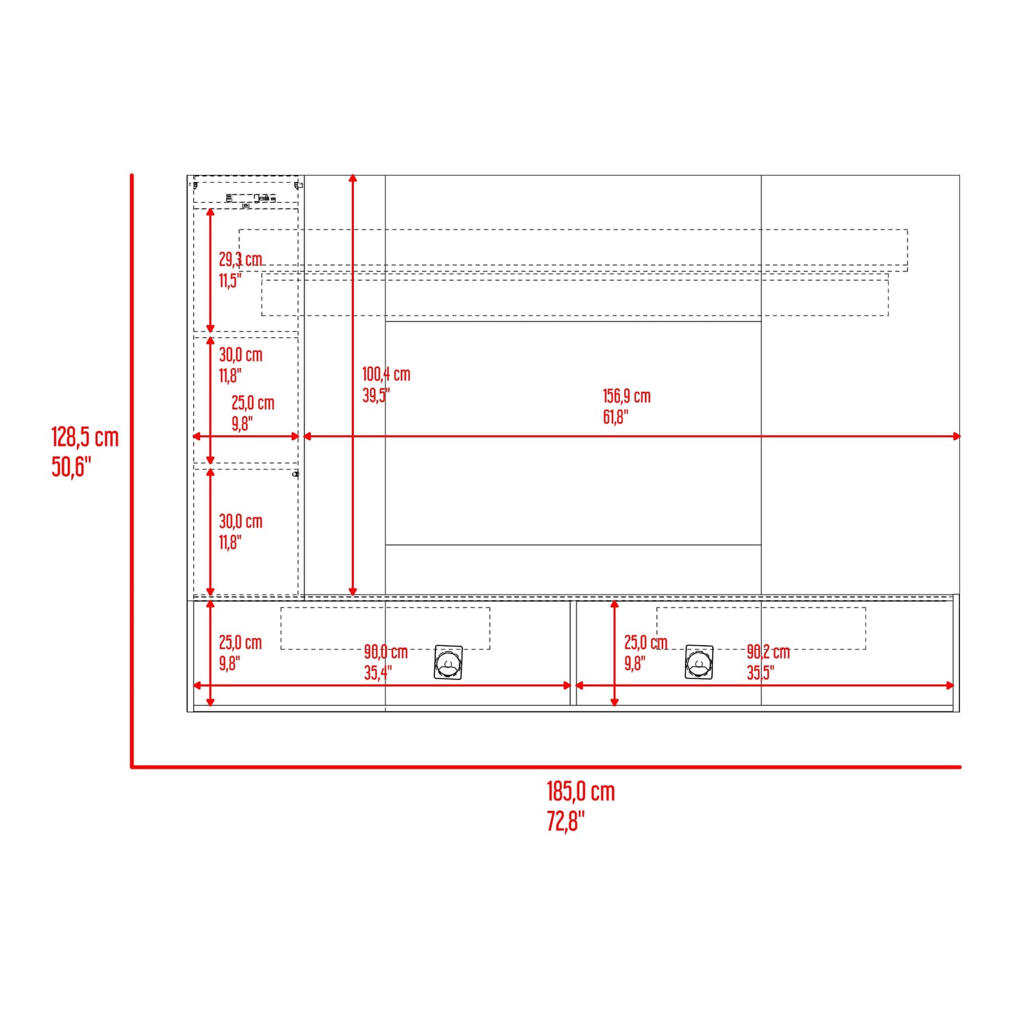 Panel Tv 65 Beta 128X185X29 Rta Wengue Mamba