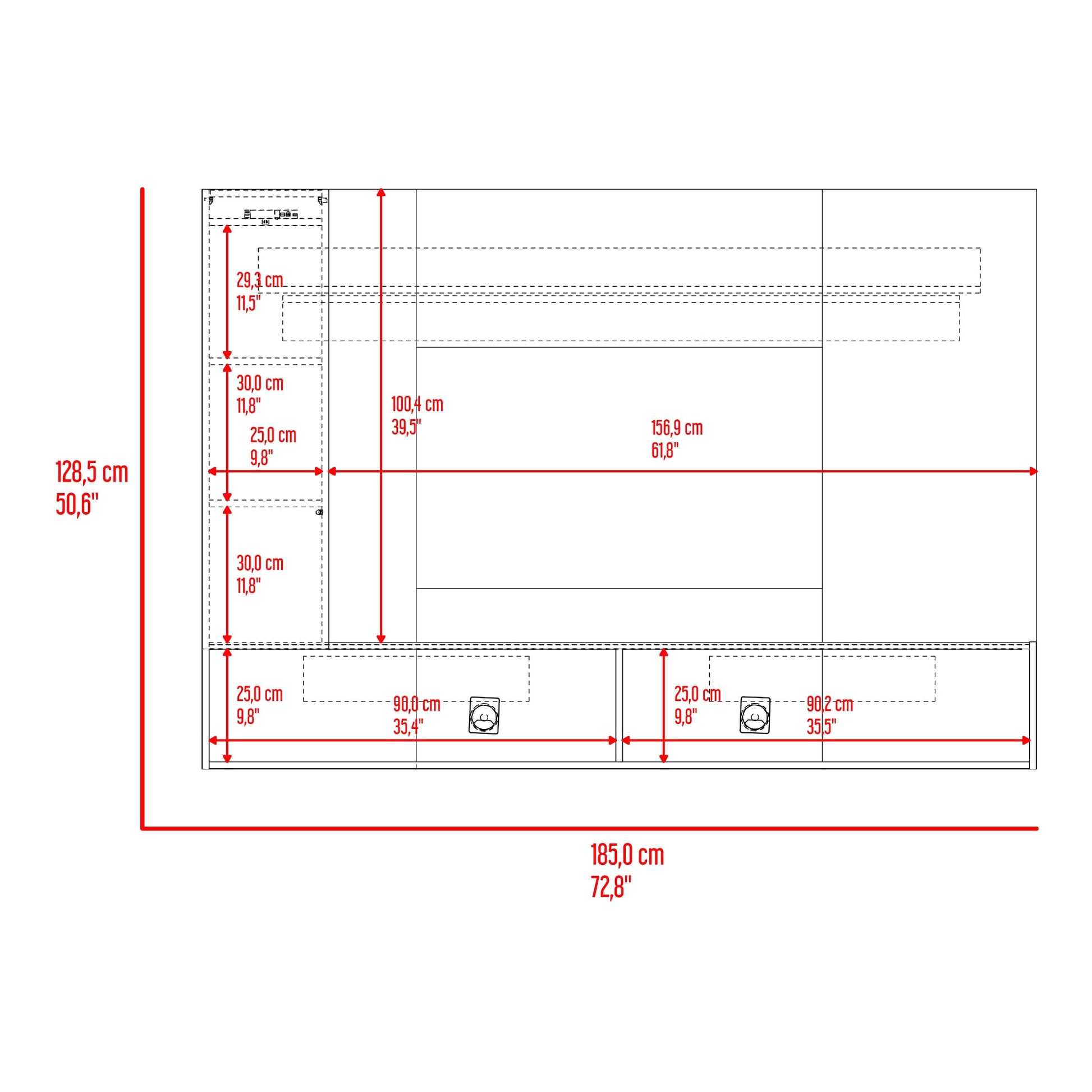 Panel Tv 65 Beta 128X185X29 Rta Wengue Mamba
