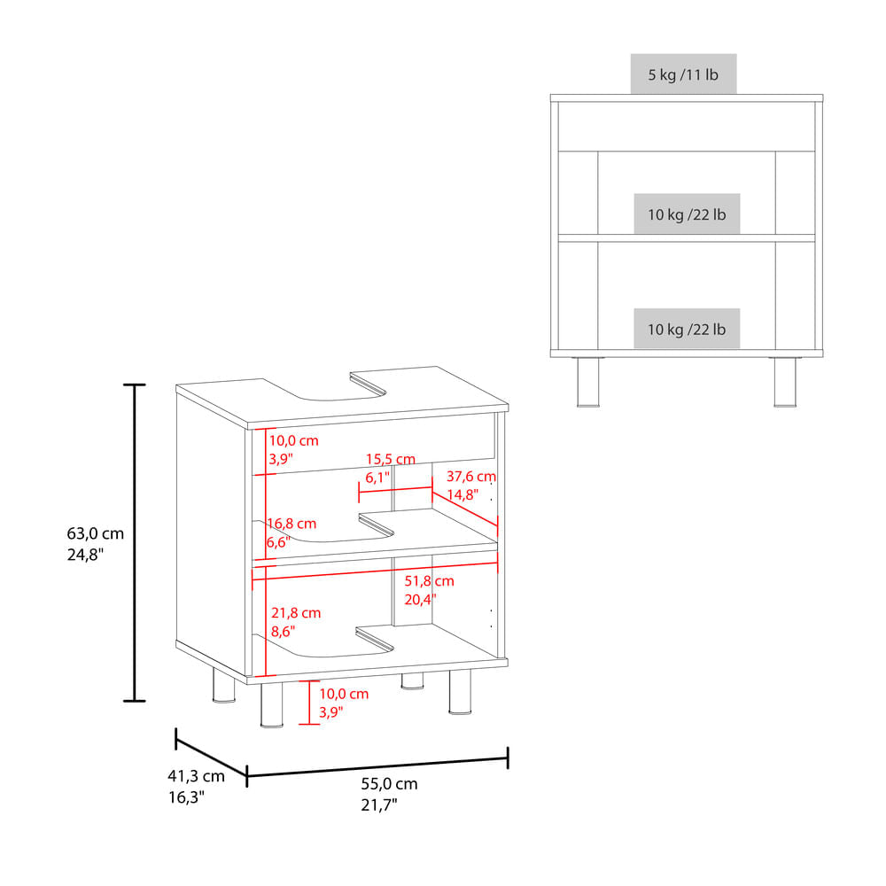 Mueble Lavamos De Pedestal Marlo 63X55X41 Rta Blanco Zf