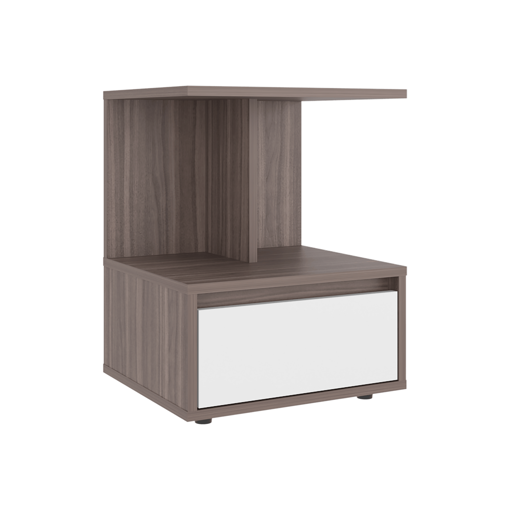 Mesa De Noche Miki 51X40X35 Rta Avellana Blanco
