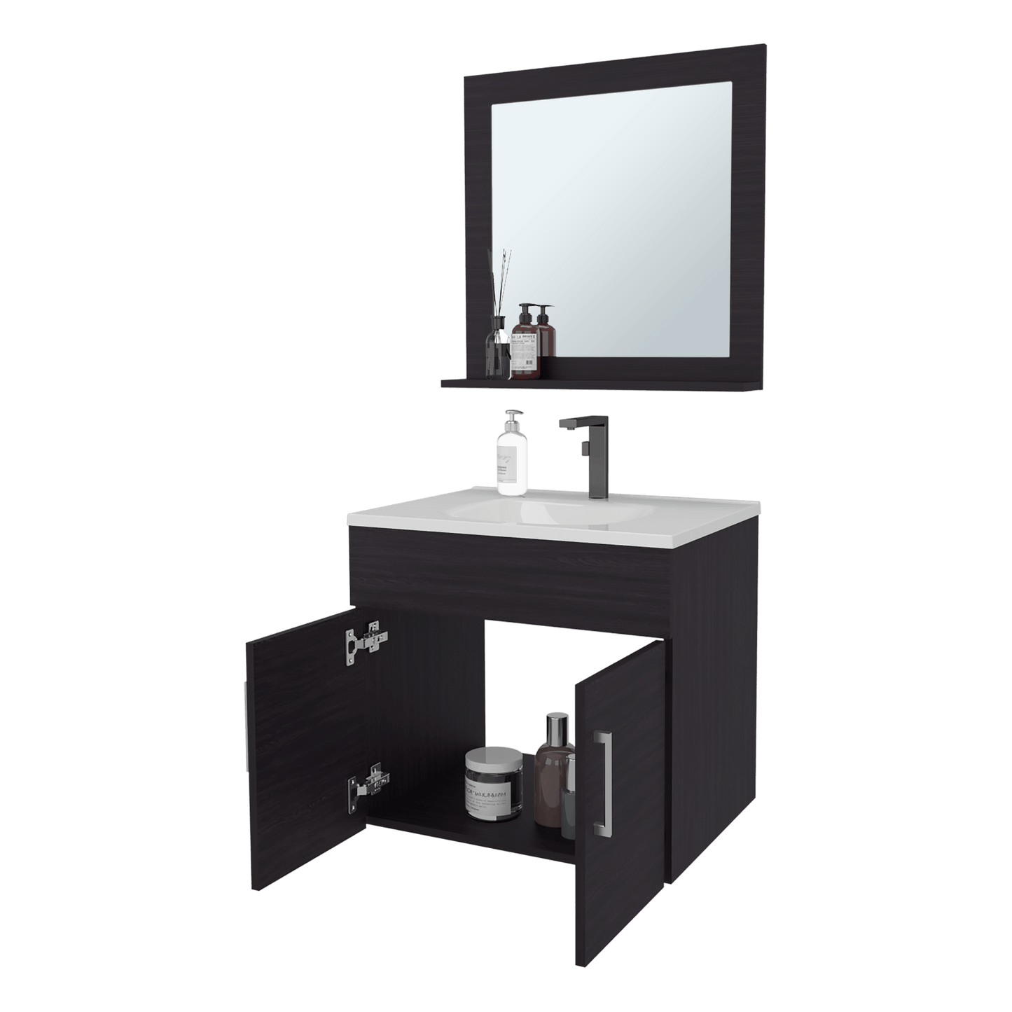 Set Mueble De Baño Blake + Espejo 53X61X45 Rta Wengue Zf