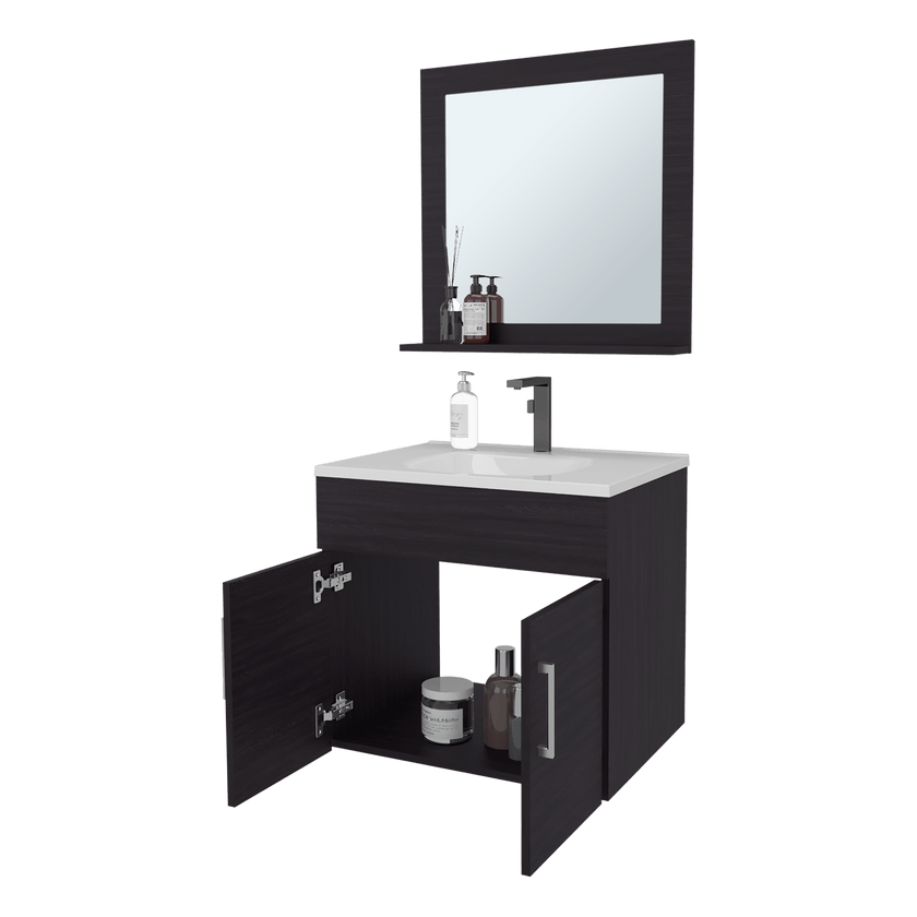 Set Mueble De Baño Blake + Espejo 53X61X45 Rta Wengue Zf