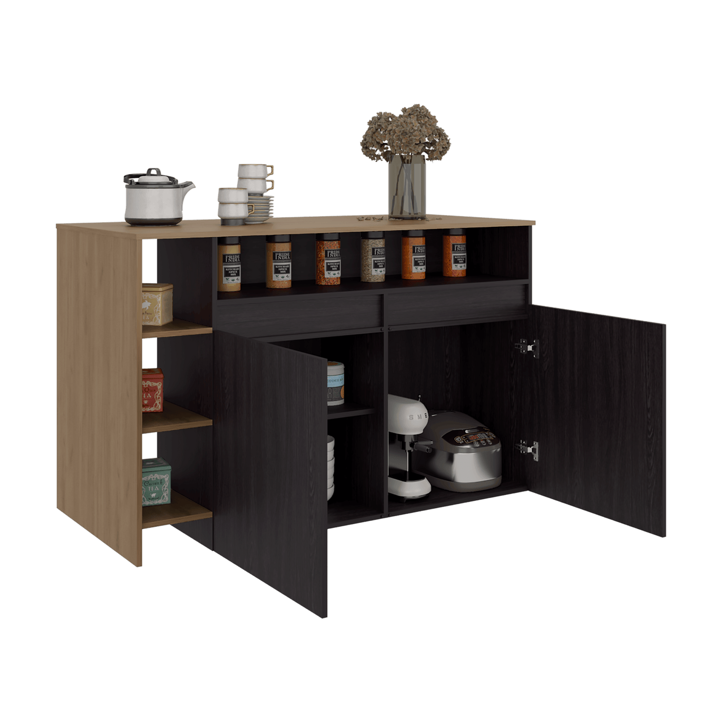 Barra De Cocina Bari 2 90X140X65 Rta Wengue Fresno Zf