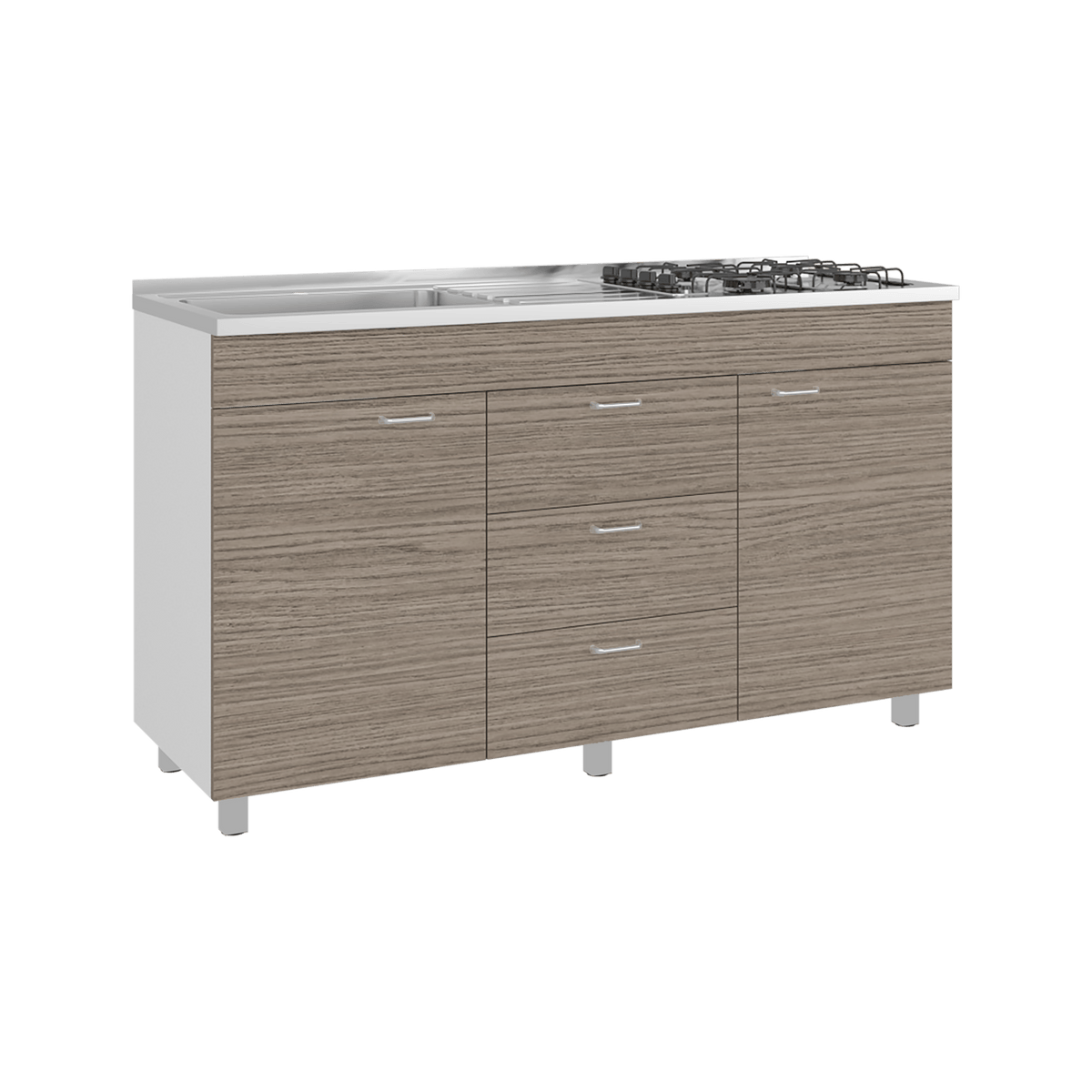 Mueble Inferior De Cocina Izq Lumina 84X150X52 Rta Blanco Positano