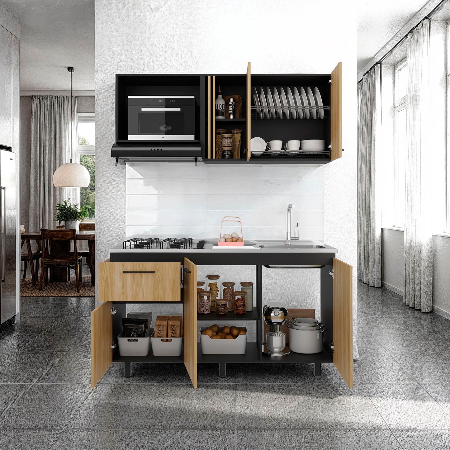 Cocina 150 Preston Der 84X145X52 Rta Wengue Fresno