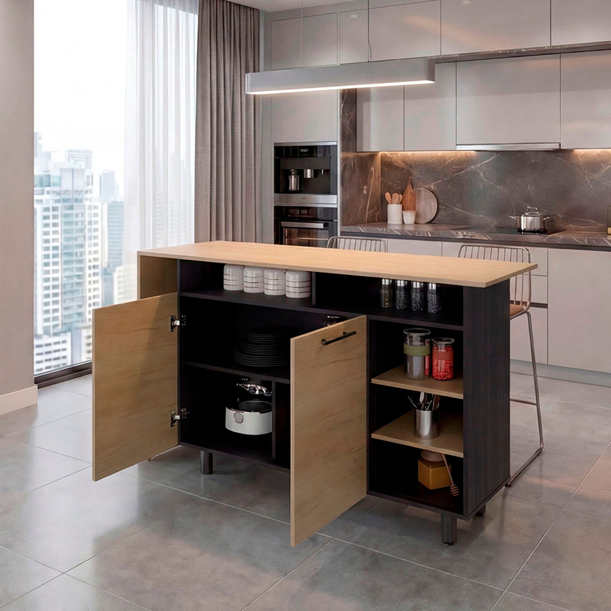 Isla De Cocina Corcega 89X150X52 Rta Wengue Fresno Zf