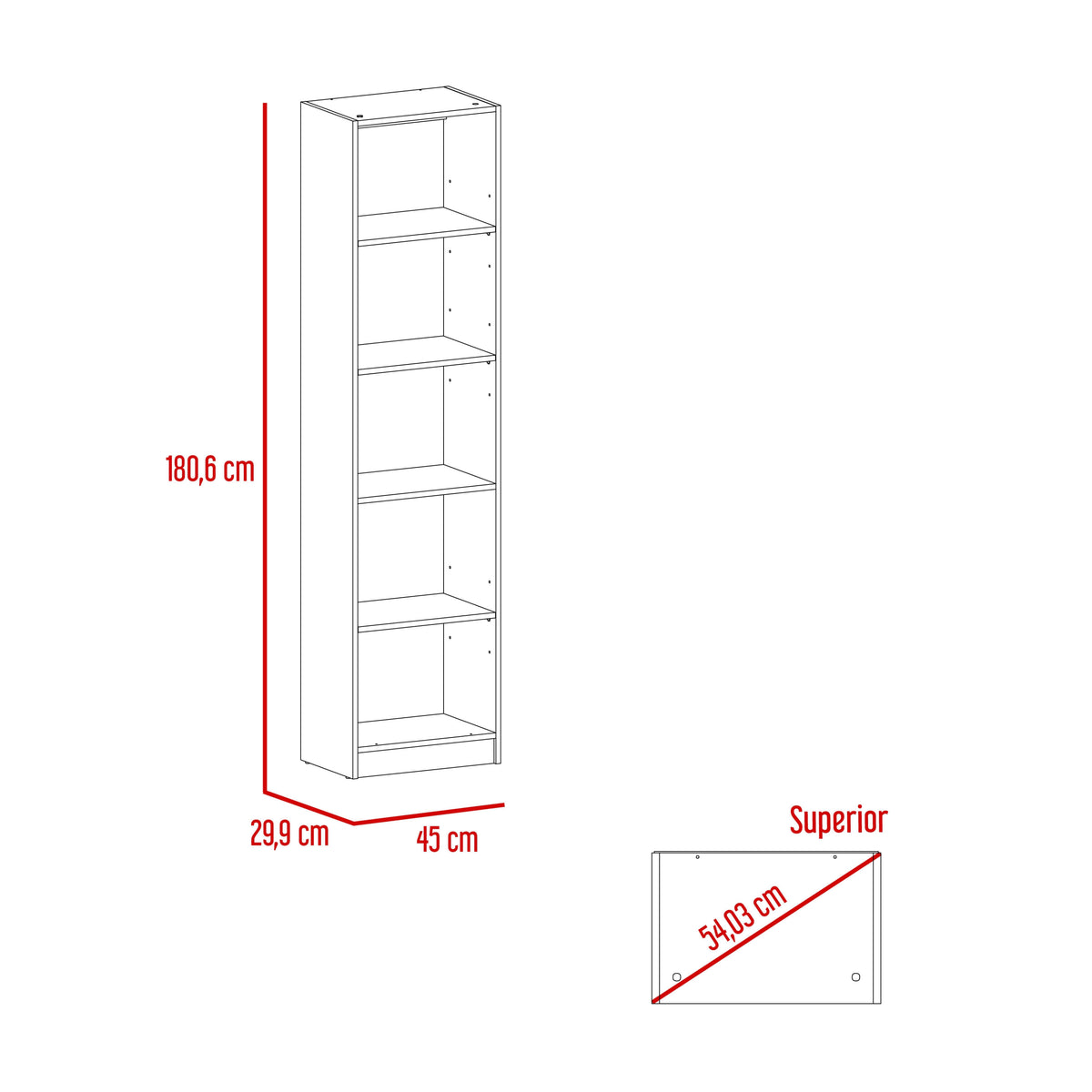 Estante Home E2 5 Espacios 180 X 45 Rta Blanco N/A
