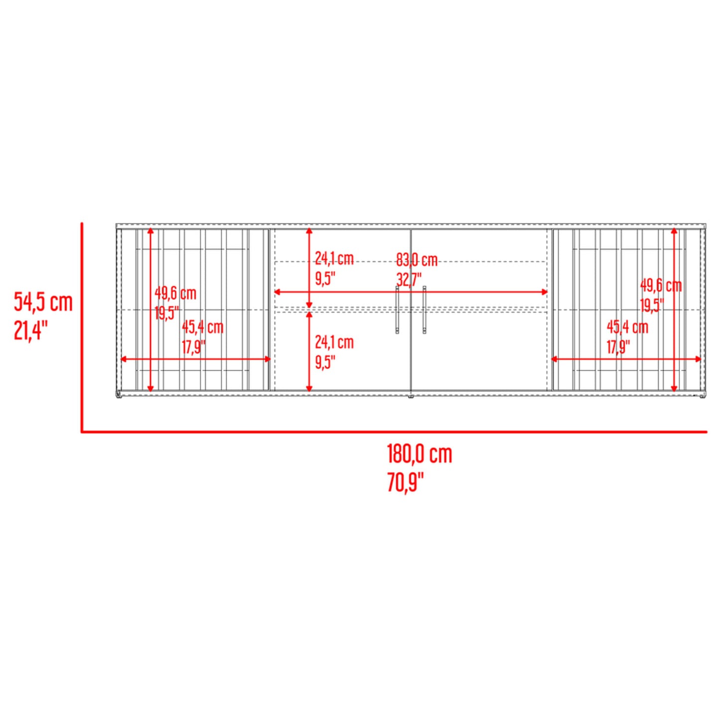 Mueble Tv Brown 75" 54X180X36 Rta Nogal Wengue Zf