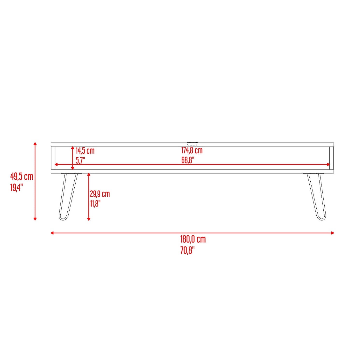 Rack  De Tv Luft 75" 49X180X35 Rta Miel