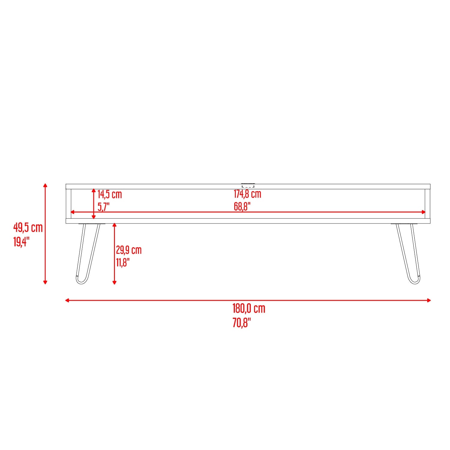 Rack  De Tv Luft 75" 49X180X35 Rta Miel