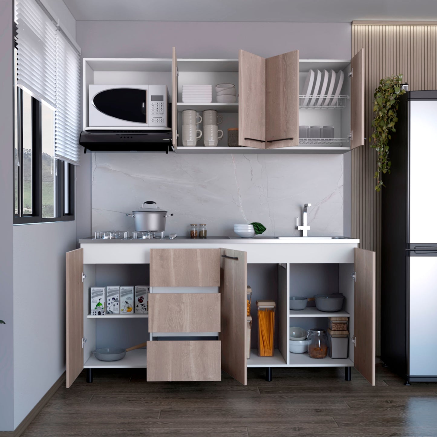 Cocina 180 Erie 60X120X35 Rta Blanco Mqz Bardolino