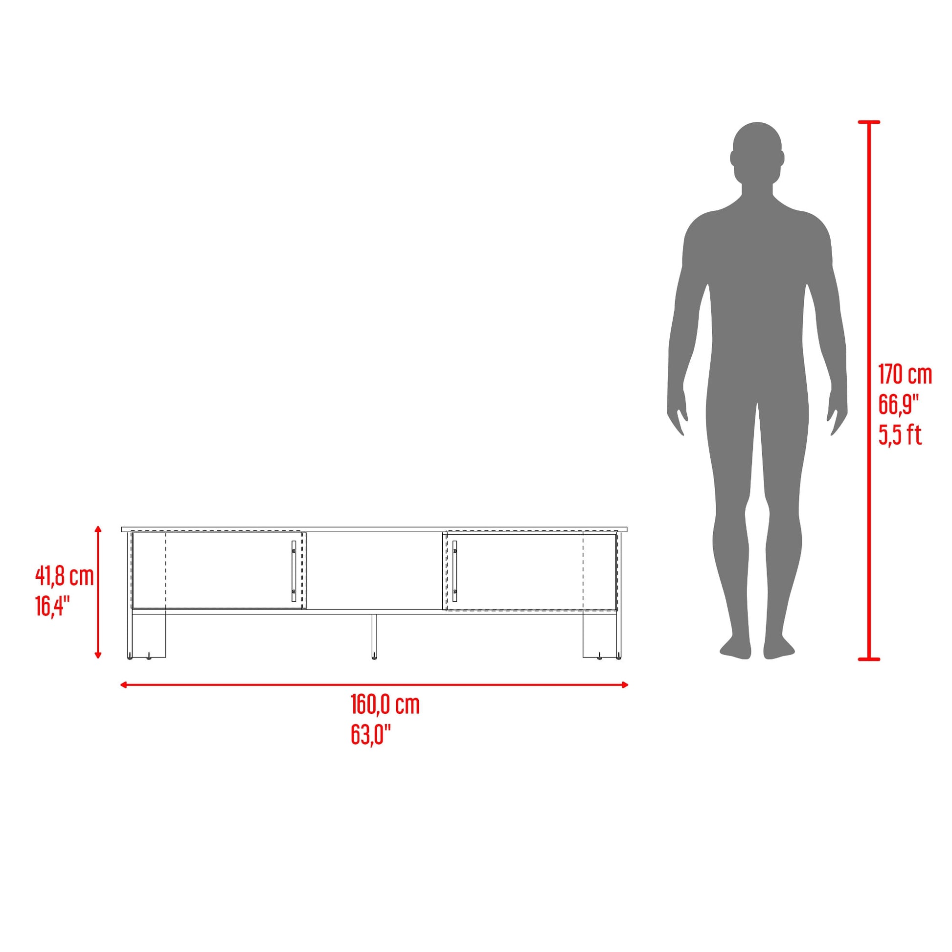 Rack De Tv Dago 41X160X35 Rta Avellana Wengue Zf