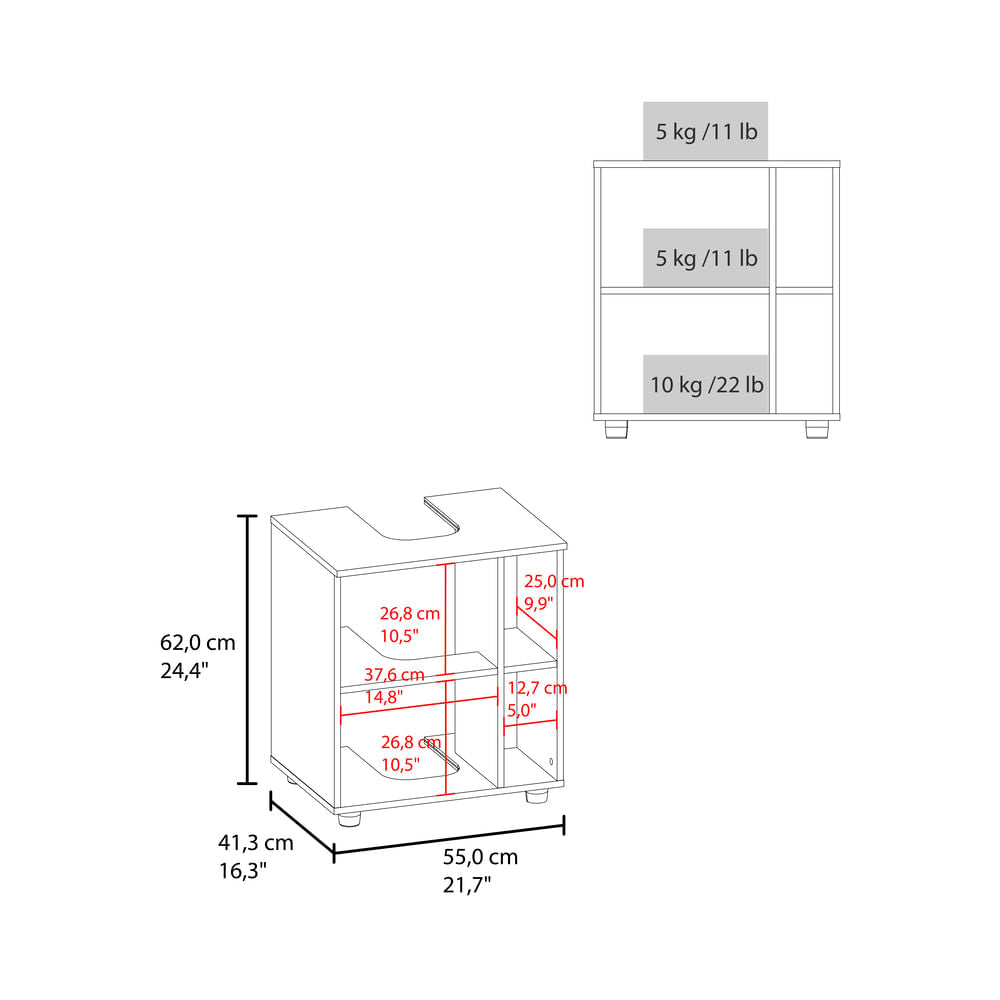 Mueble Para Lavamanos Pascuale 62X55X41 Rta Blanco Zf