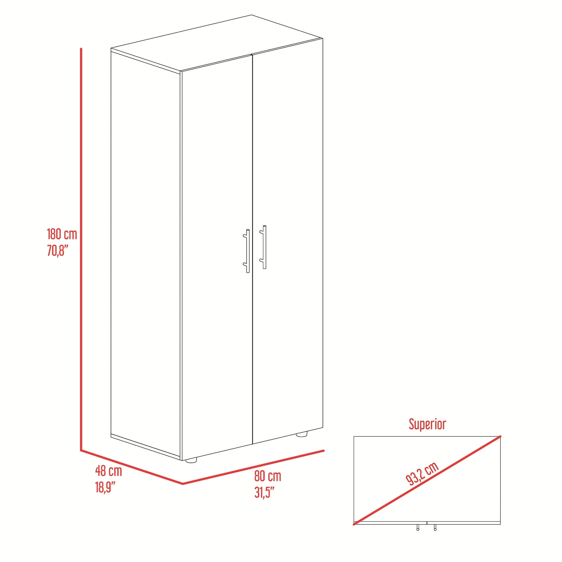 Closet Tera 2.0 180 X 80 X 48 Rta Fresno Blanco