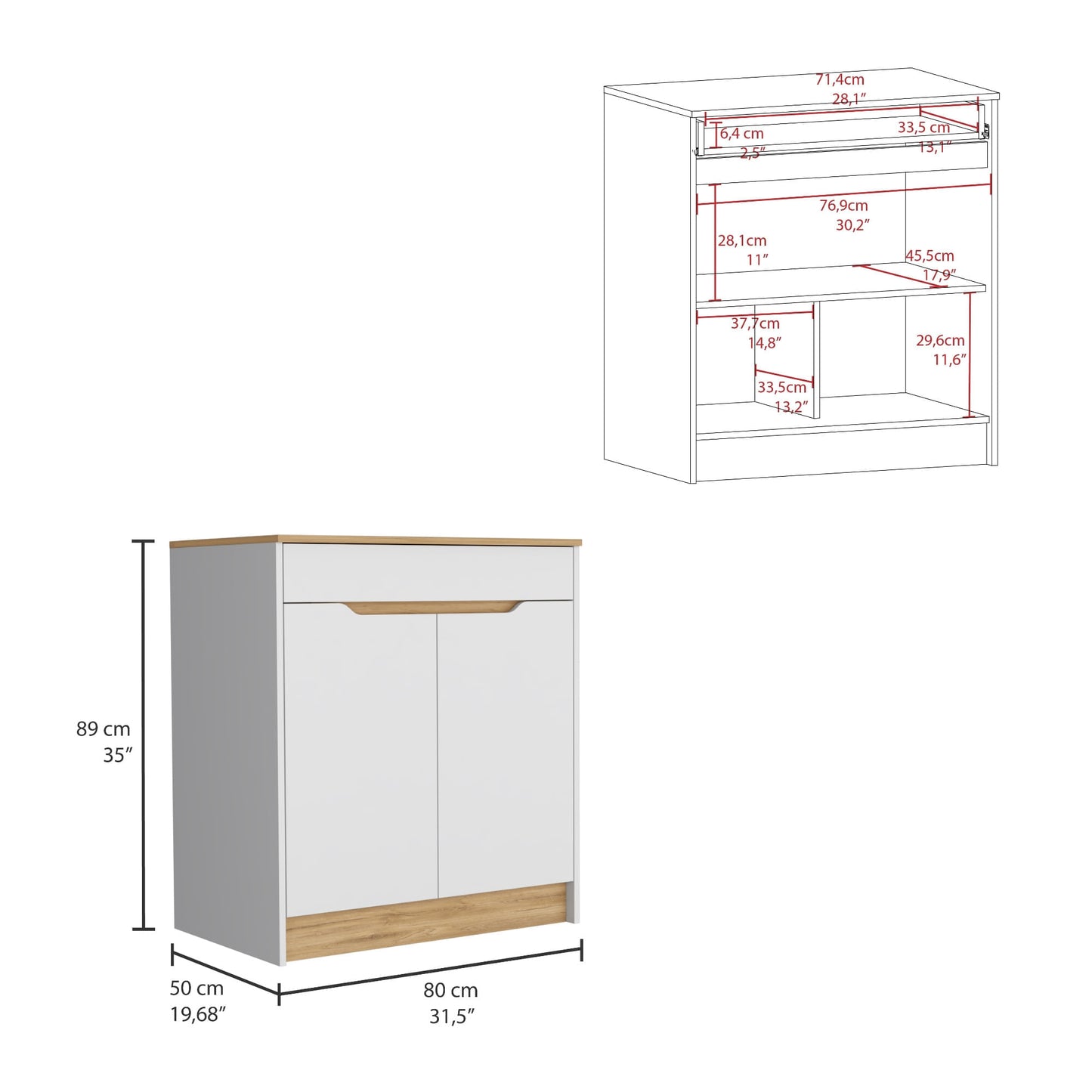 Mueble Inferior Cocina Soler 89X80 Rta Blanco Macadamia