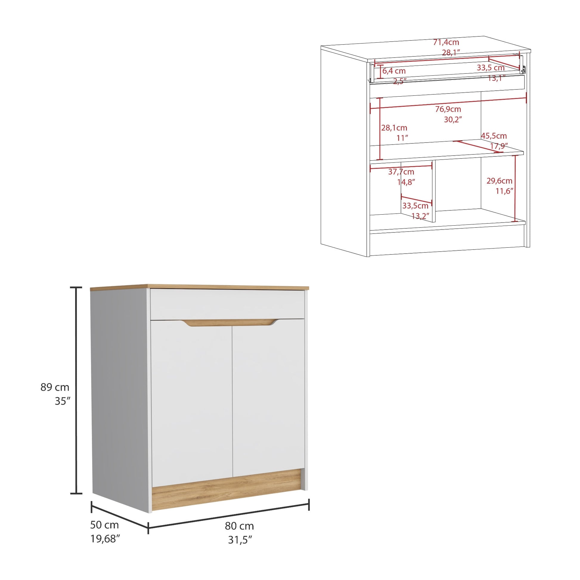 Mueble Inferior Cocina Soler 89X80 Rta Blanco Macadamia