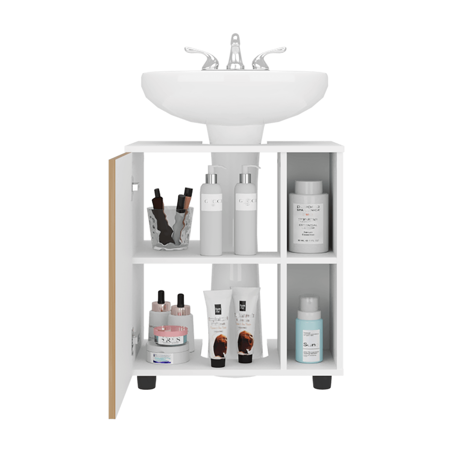 Mueble Para Lavamanos Pascuale 62X55X41 Rta Blanco Fresno